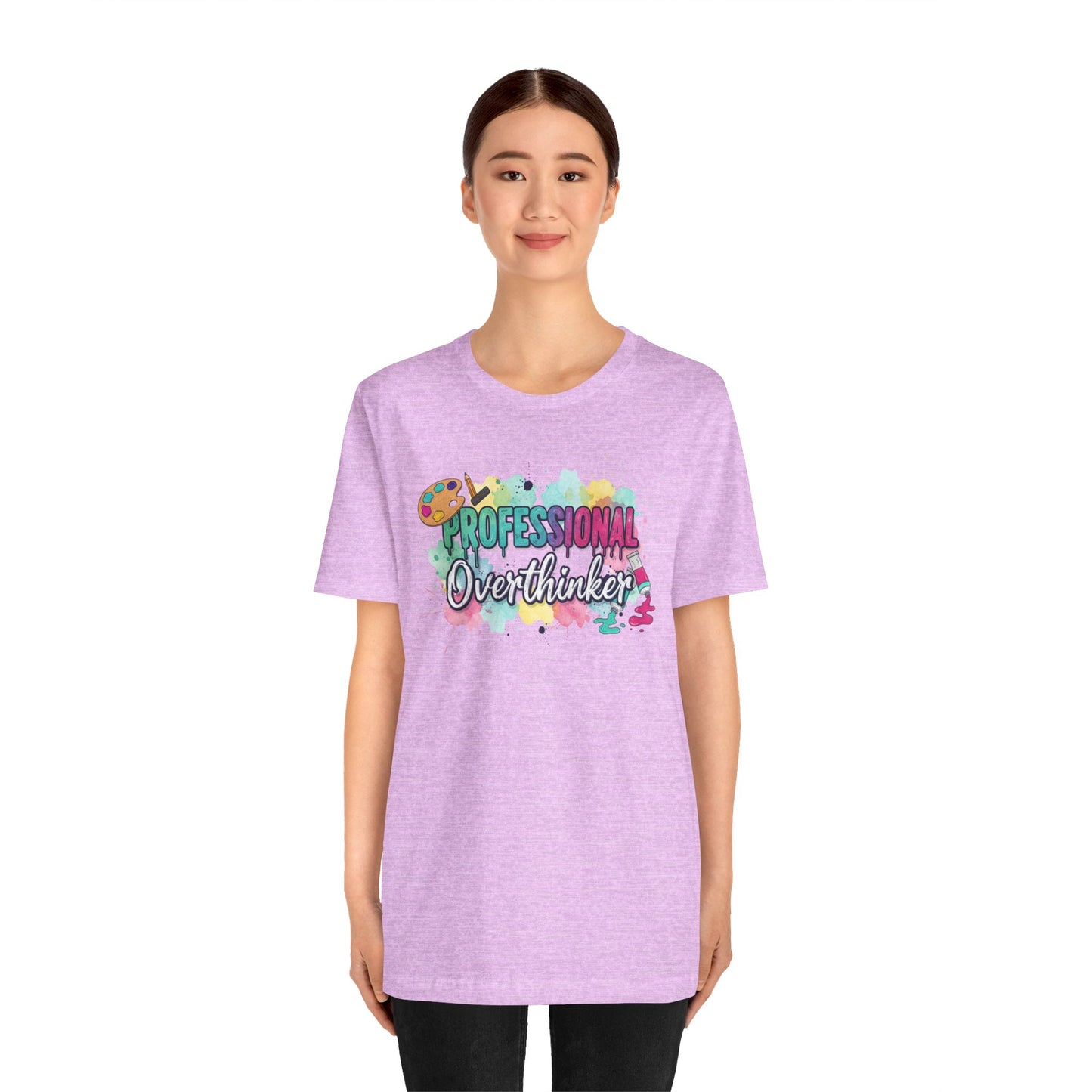 Professional Overthinker T-Shirt - Colorful Watercolor Graphic Tee Printify