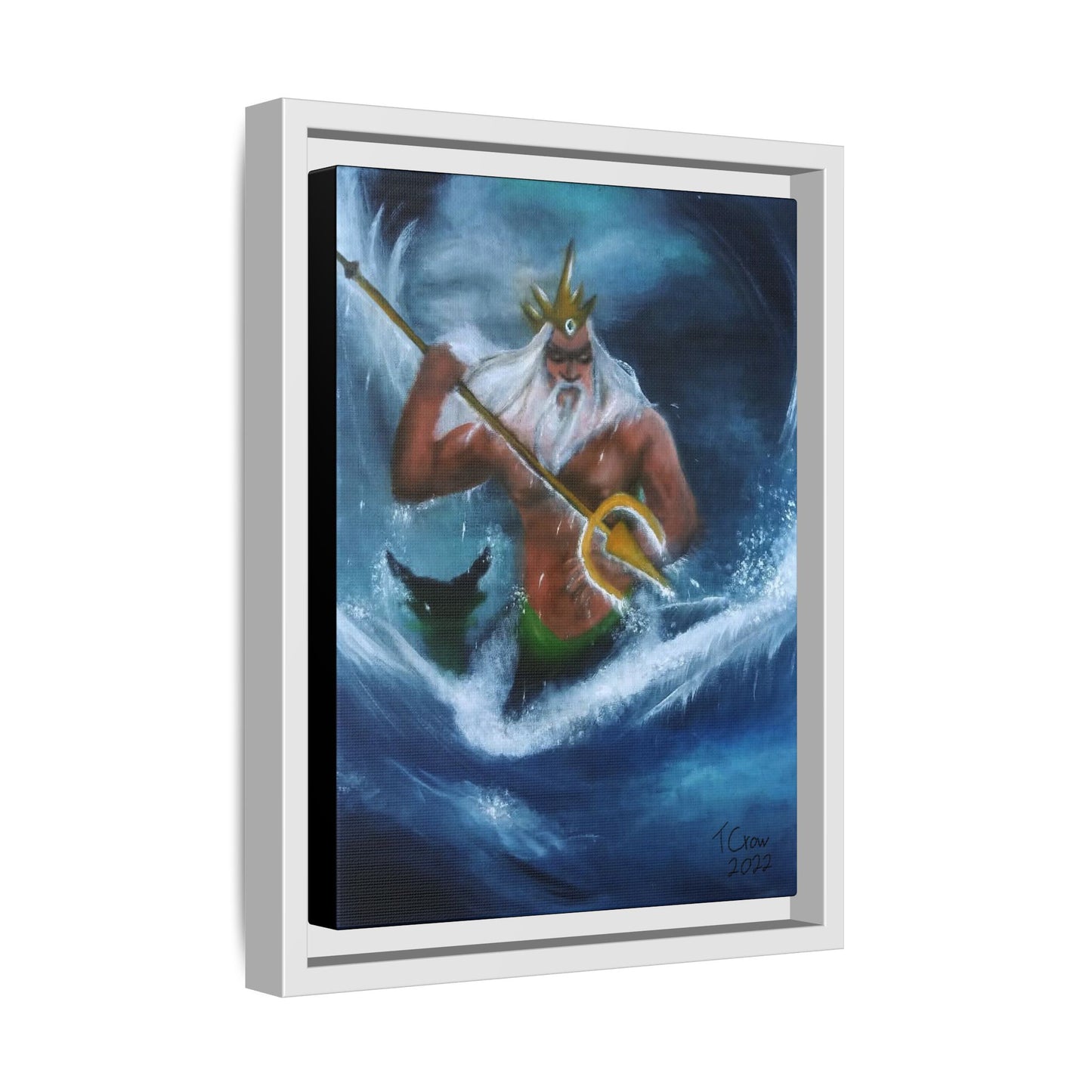Trident of Final Tides - Framed Canvas Print