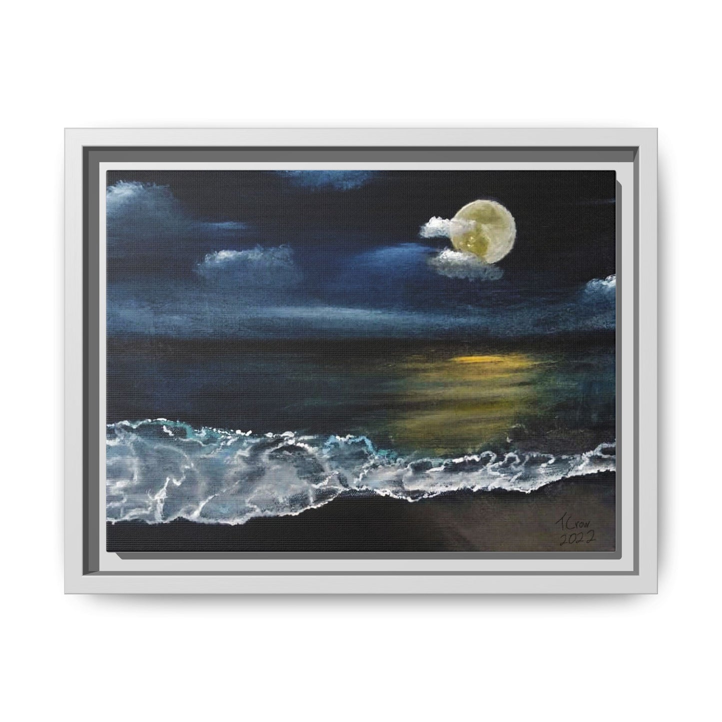Serene Moonlit Ocean - Framed Art for Tranquil Home Décor