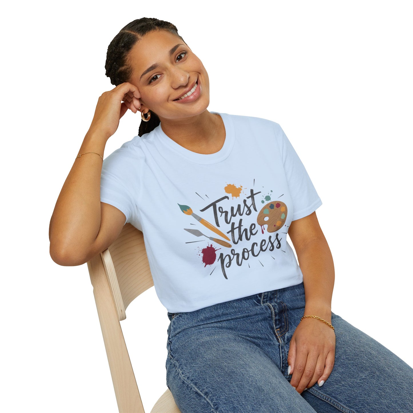 Trust the Process Artist T-Shirt - Inspirational Painter Tee with Palette & Brush Printify