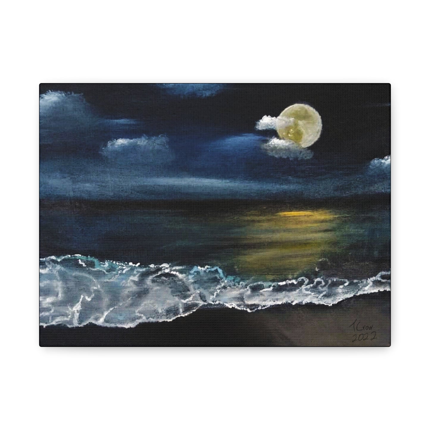 Moonlit Ocean Canvas Art - Stretched Matte Canvas Wall Decor