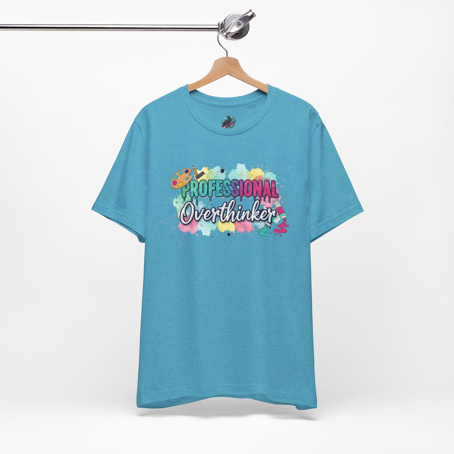 Professional Overthinker T-Shirt - Colorful Watercolor Graphic Tee Printify