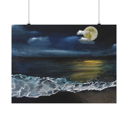 Moonlight Beach - Matte Poster Print Printify