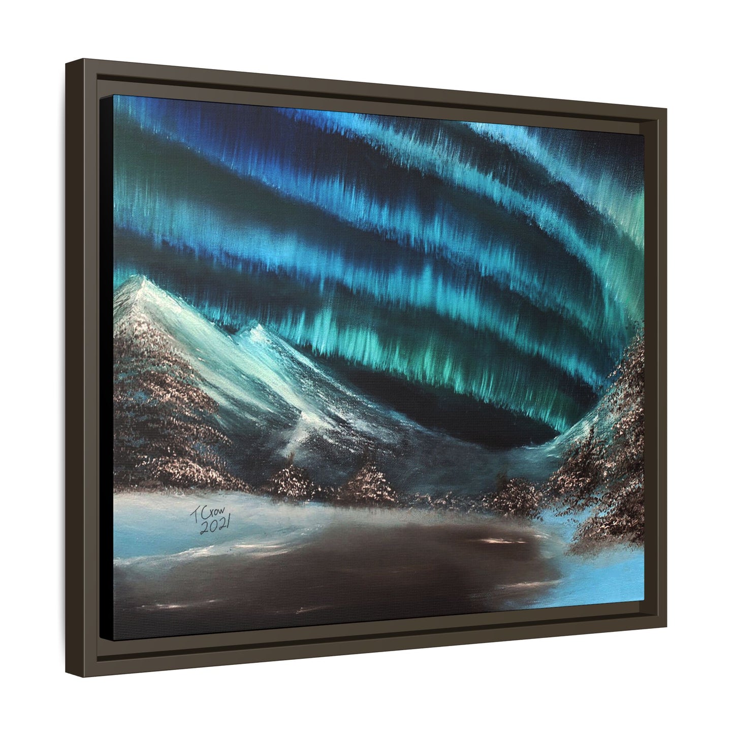 Frozen Sky's Glow - Framed Canvas Print