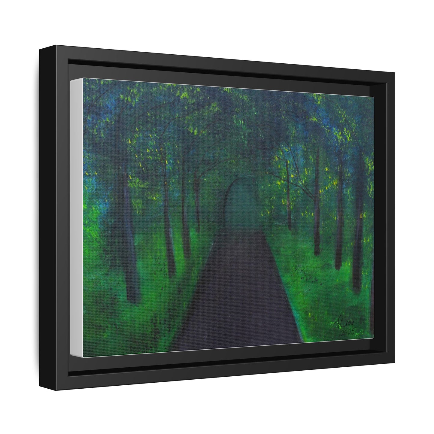 Serene Green Path Framed Canvas Art - Tranquil Wall Decor for Nature Lovers