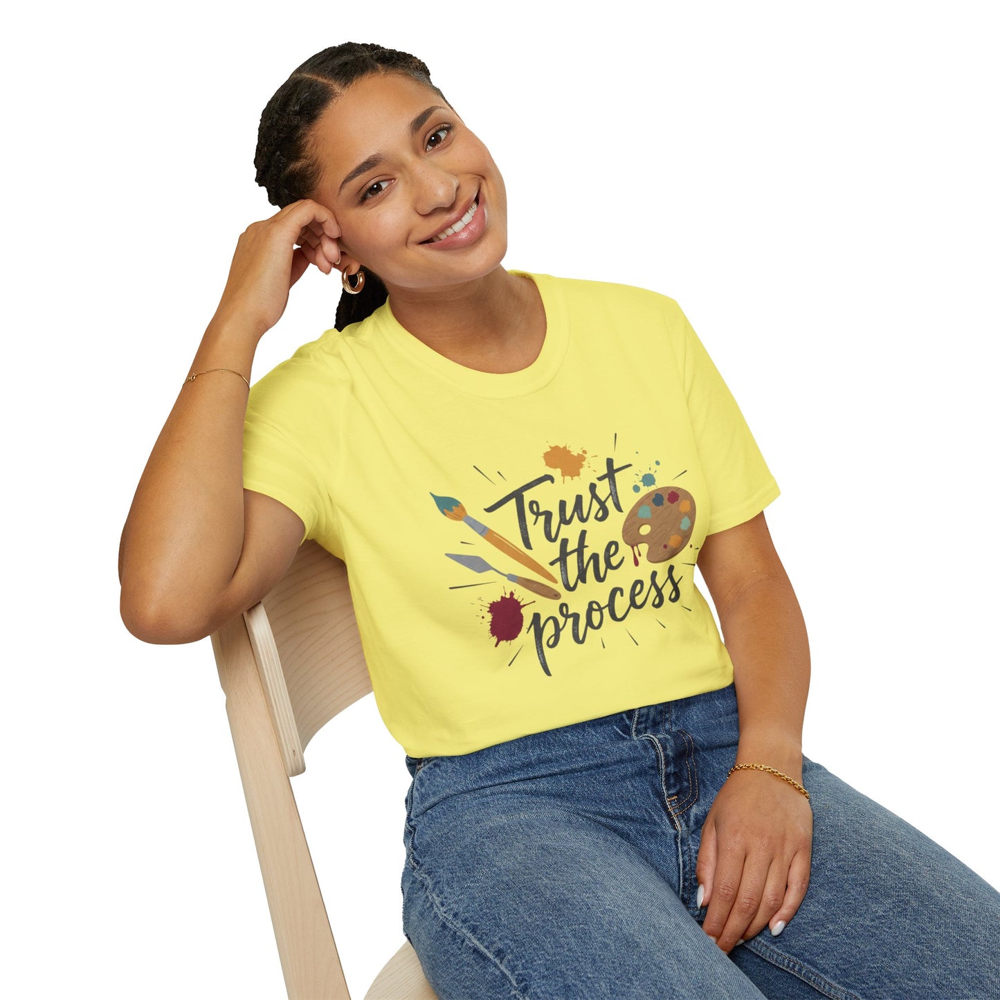 Trust the Process Artist T-Shirt - Inspirational Painter Tee with Palette & Brush Printify