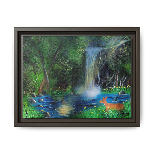 Serene Nature Canvas Print, Framed Wall Art, Scenic Deer Art, Home Decor, Ideal Gift for Nature Lovers