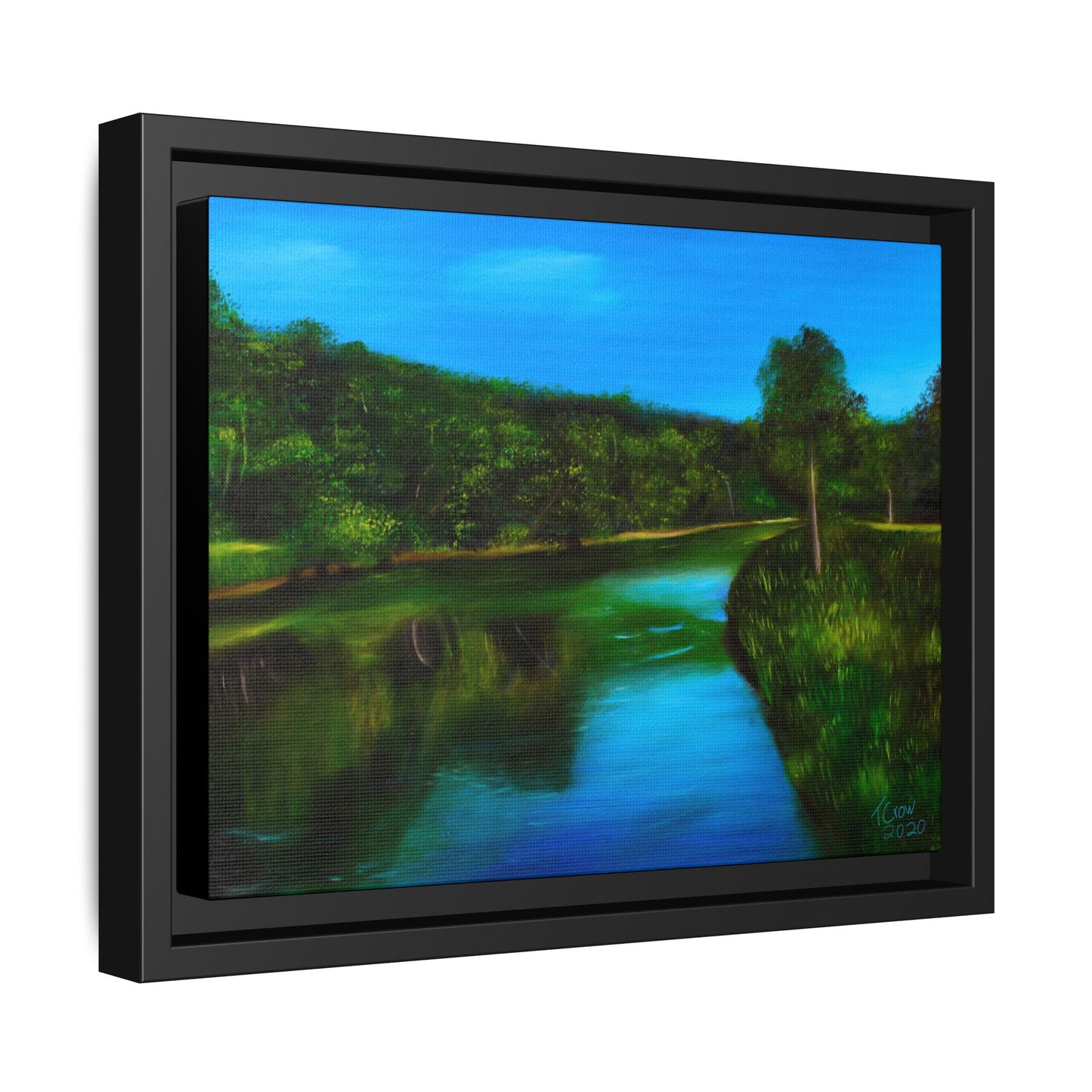 Riverside Reflections - Framed Canvas Print
