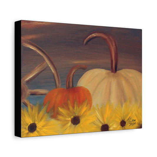 Fall Harvest Canvas Art - Rustic Pumpkin & Sunflower Home Decor