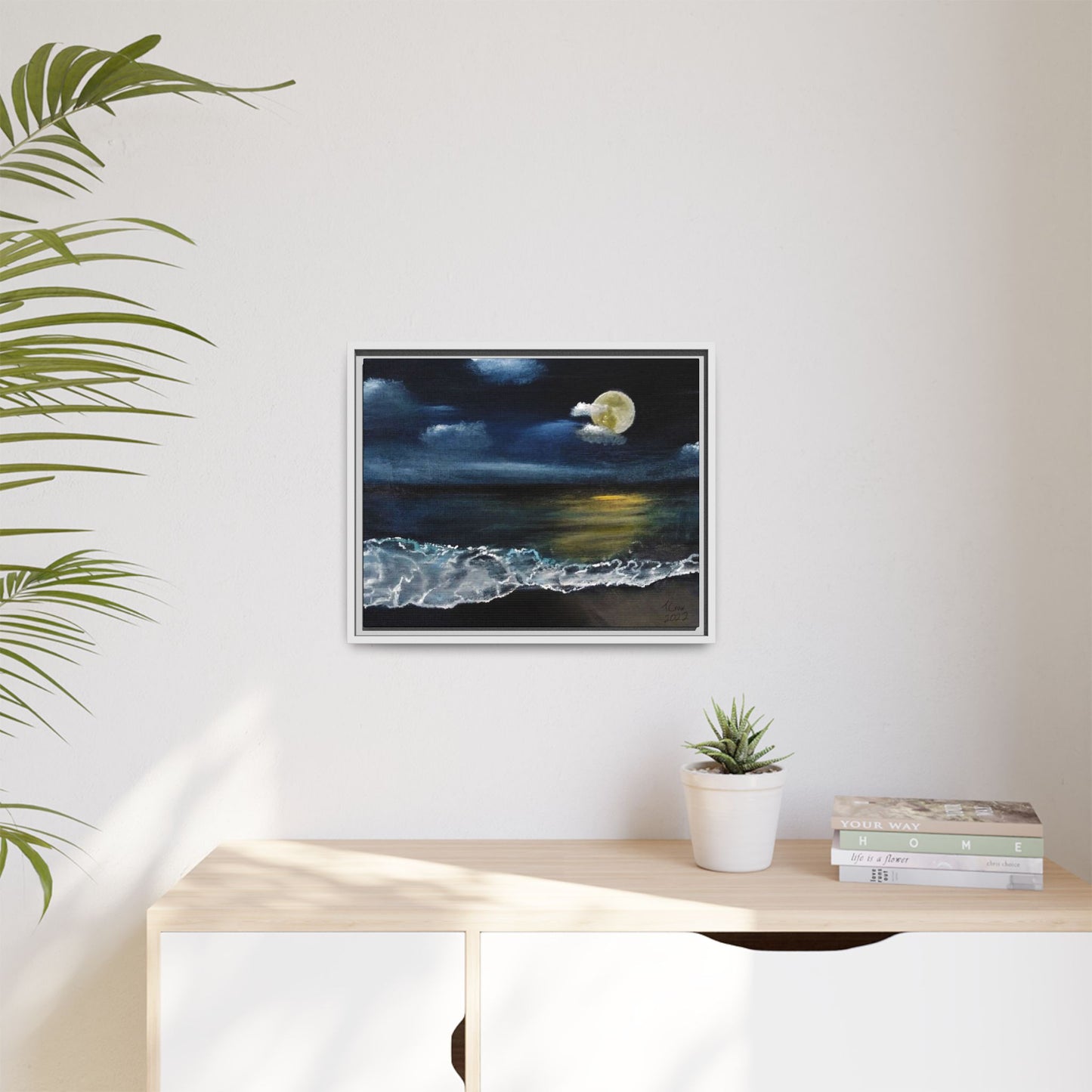 Moonlit Ocean - Framed Canvas Print