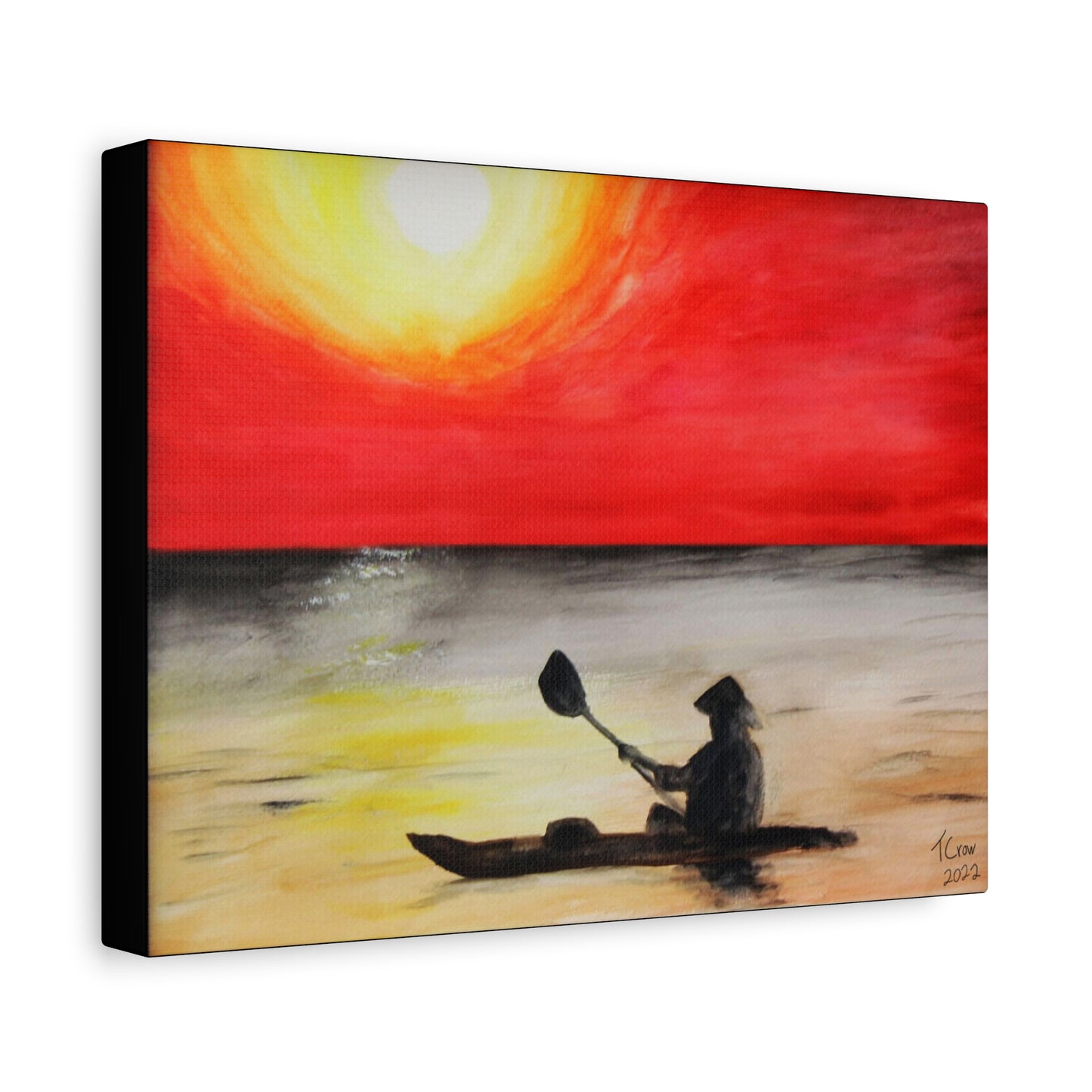 Sunset Kayaking Canvas Art – Vibrant Wall Decor for Nature Lovers