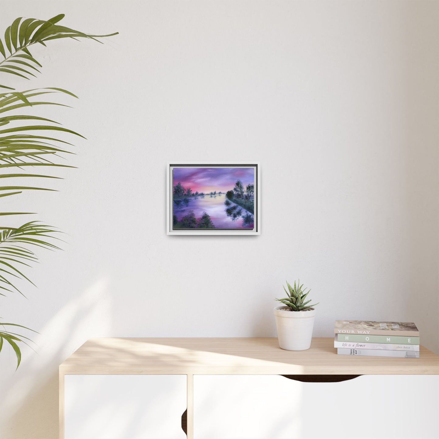 Framed Canvas Art - Serene Multi-Color Landscape Painting