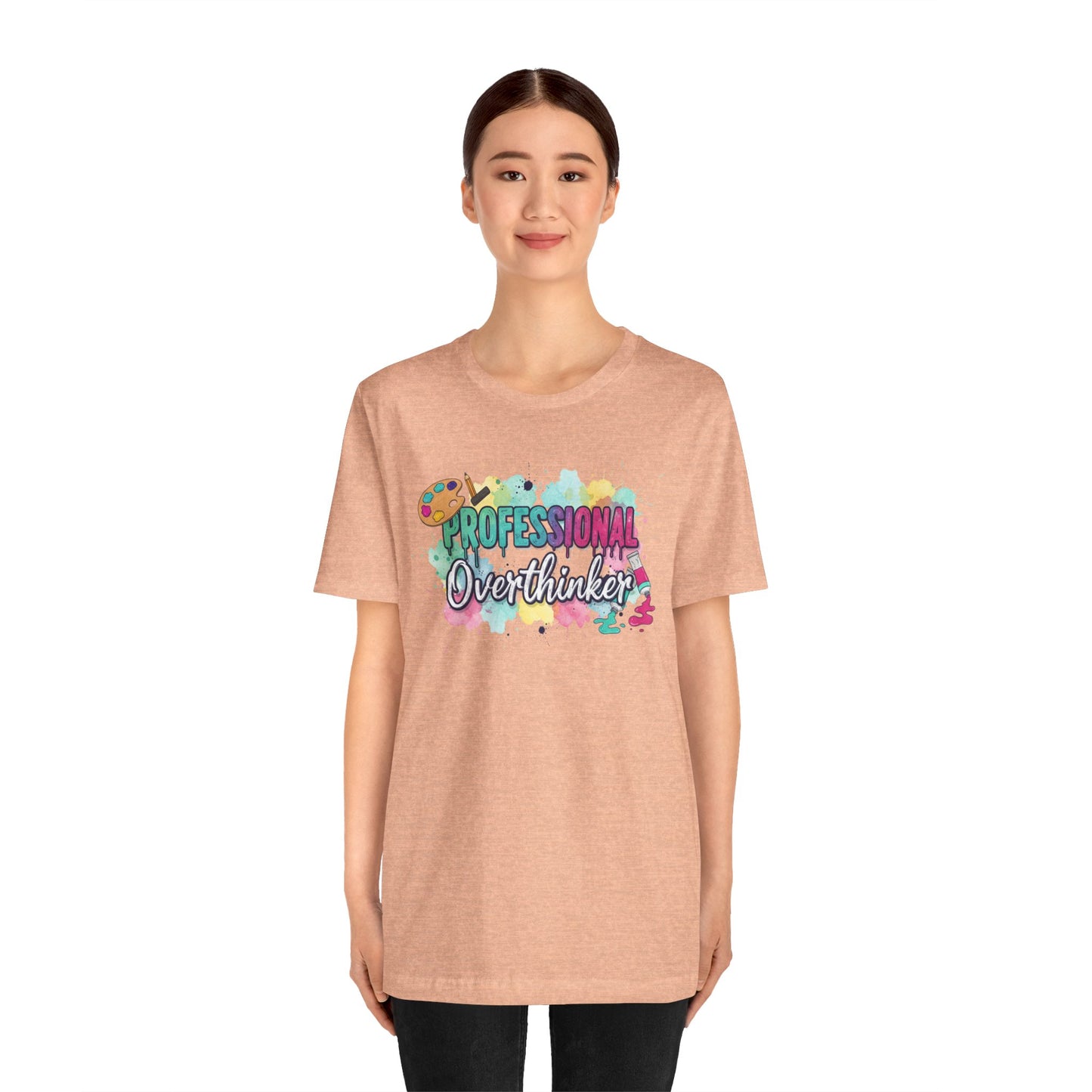 Professional Overthinker T-Shirt - Colorful Watercolor Graphic Tee Printify