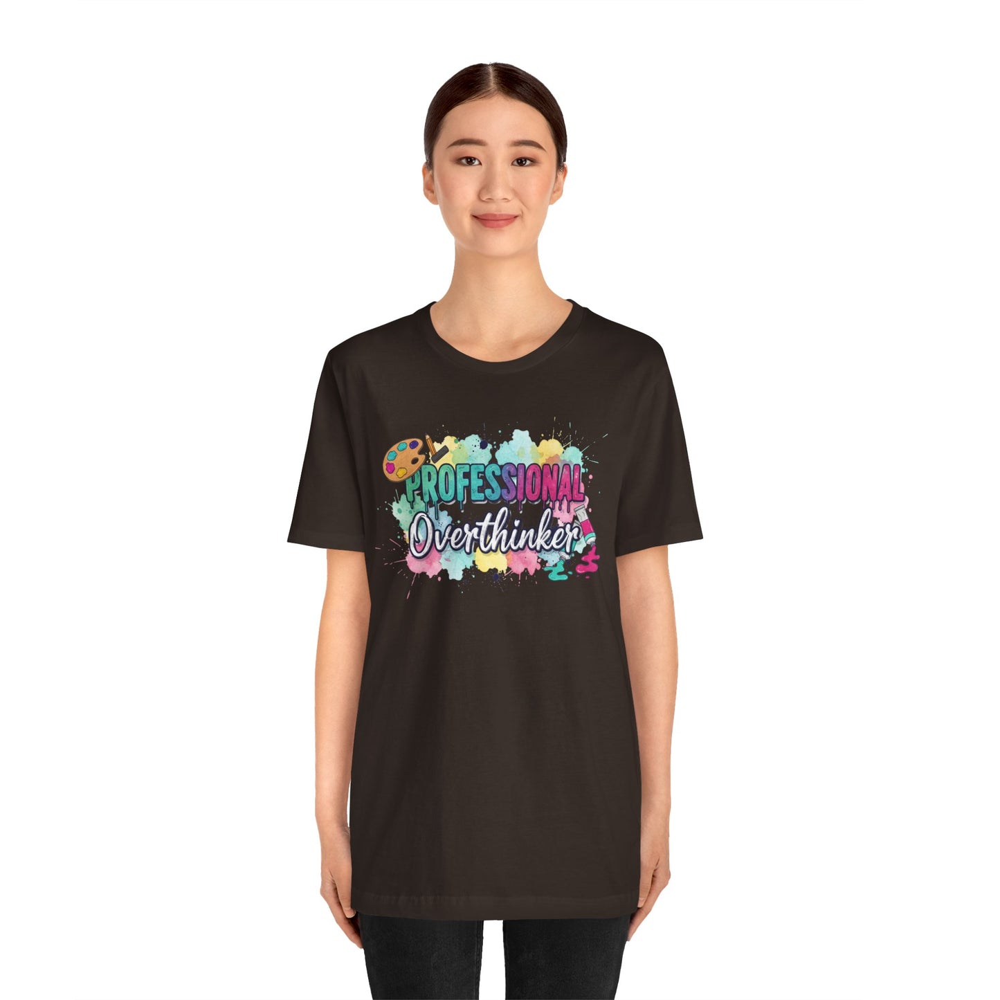 Professional Overthinker T-Shirt - Colorful Watercolor Graphic Tee Printify