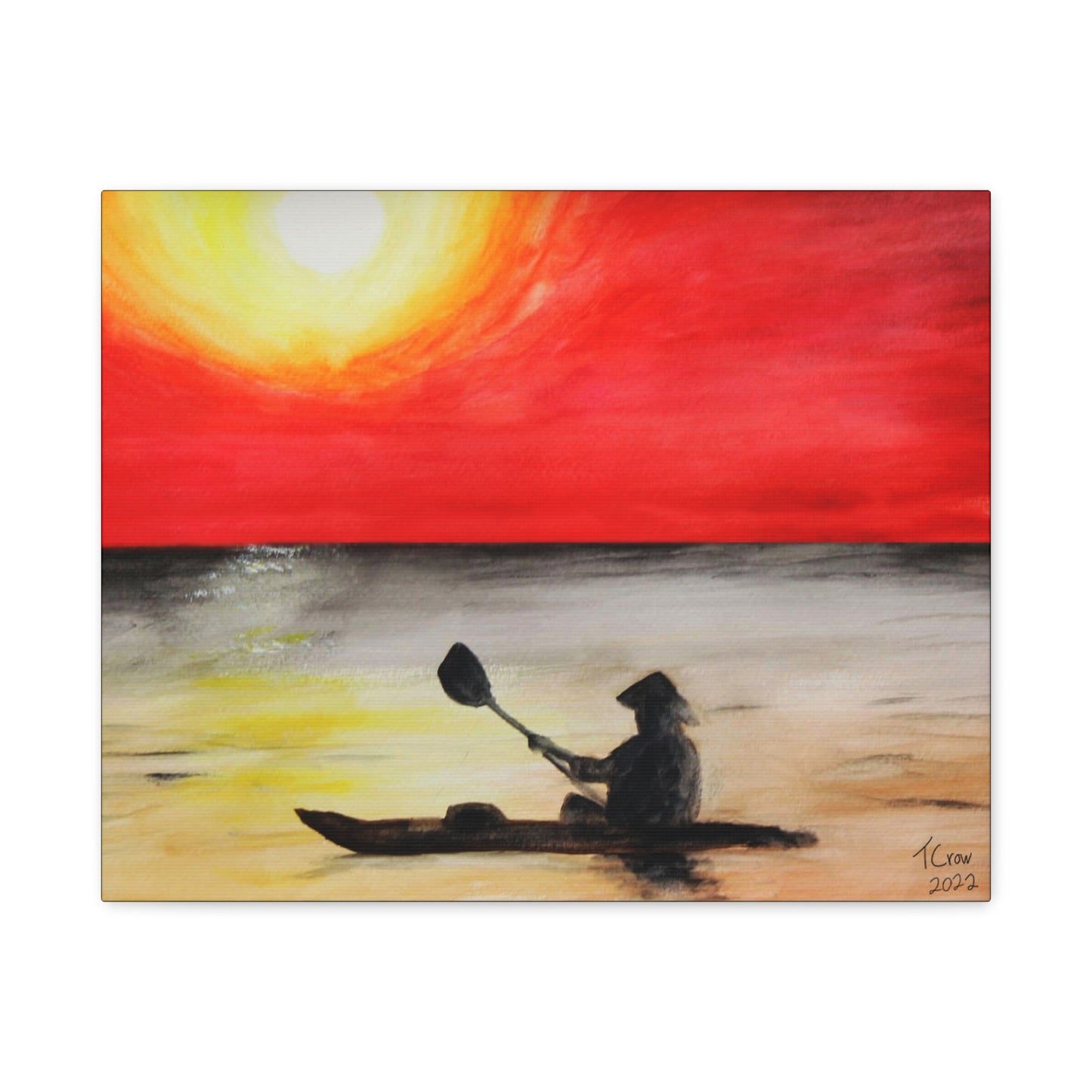 Sunset Kayaking Canvas Art – Vibrant Wall Decor for Nature Lovers