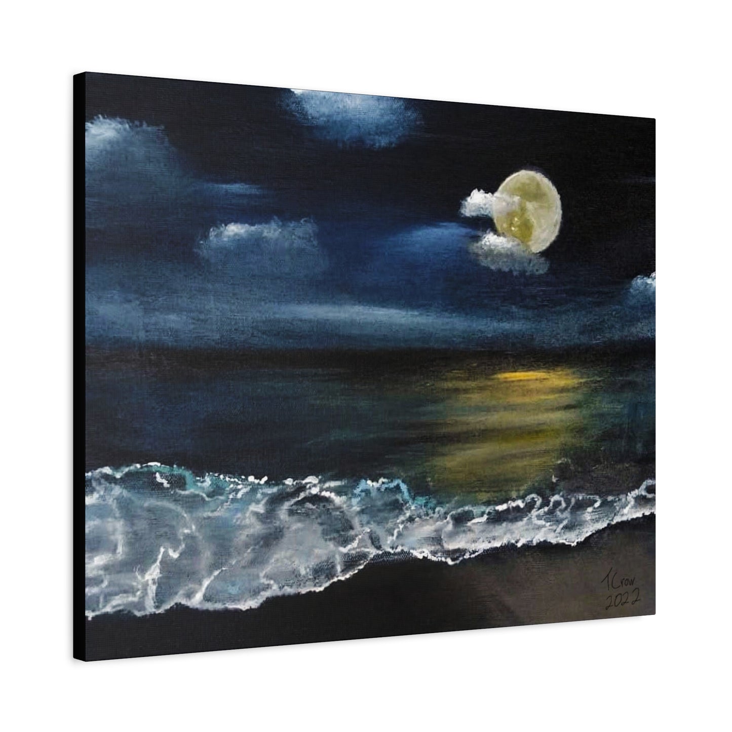 Moonlit Ocean Canvas Art - Stretched Matte Canvas Wall Decor