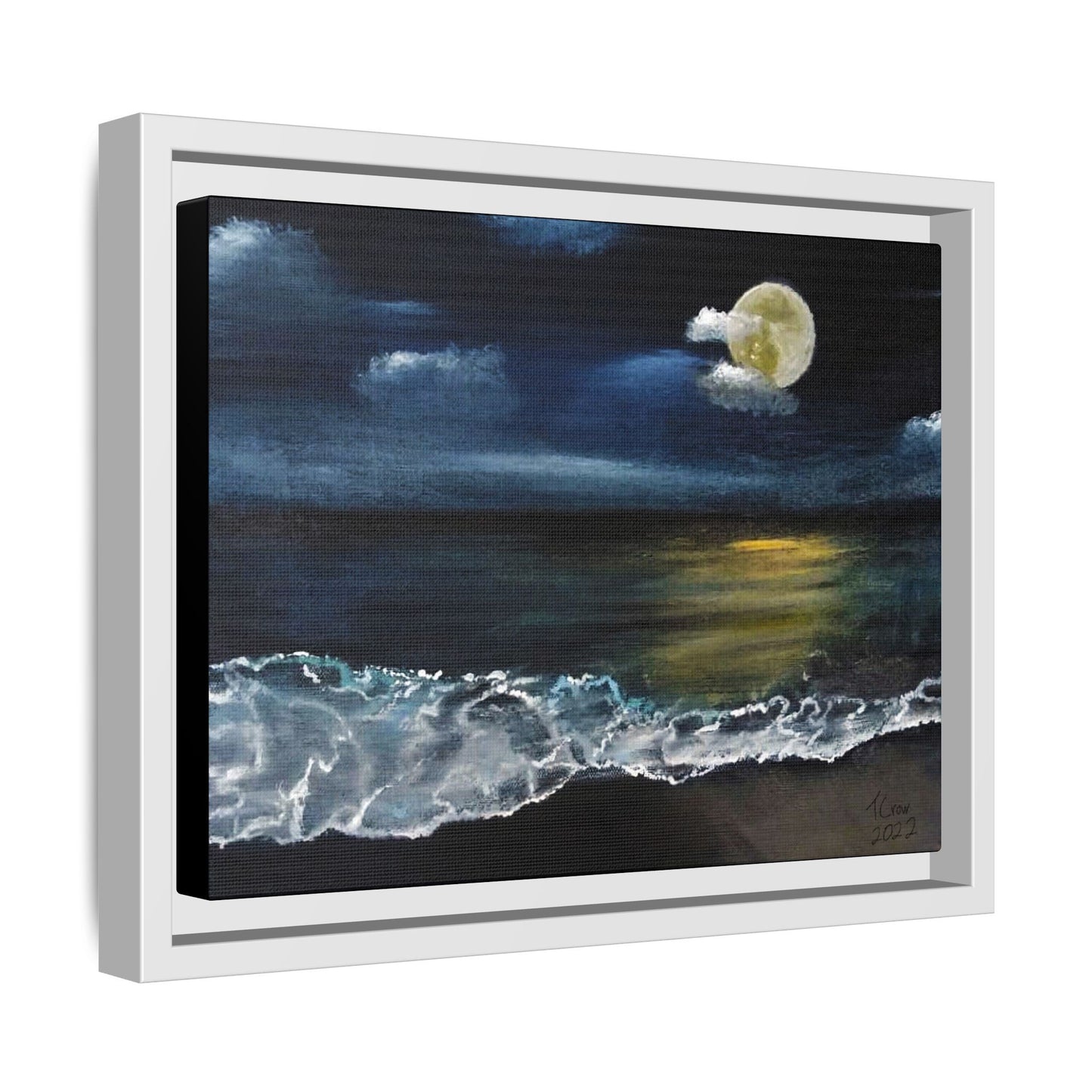 Moonlit Ocean - Framed Canvas Print