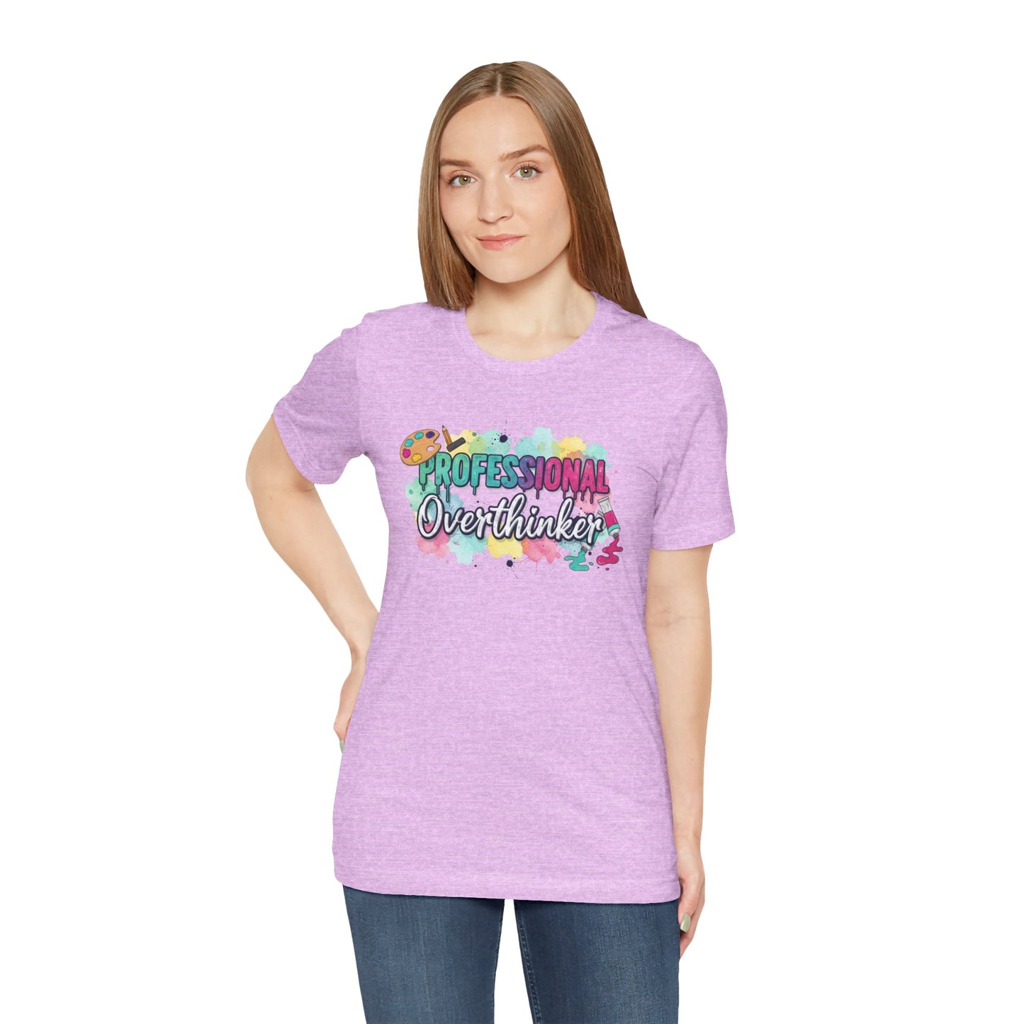 Professional Overthinker T-Shirt - Colorful Watercolor Graphic Tee Printify