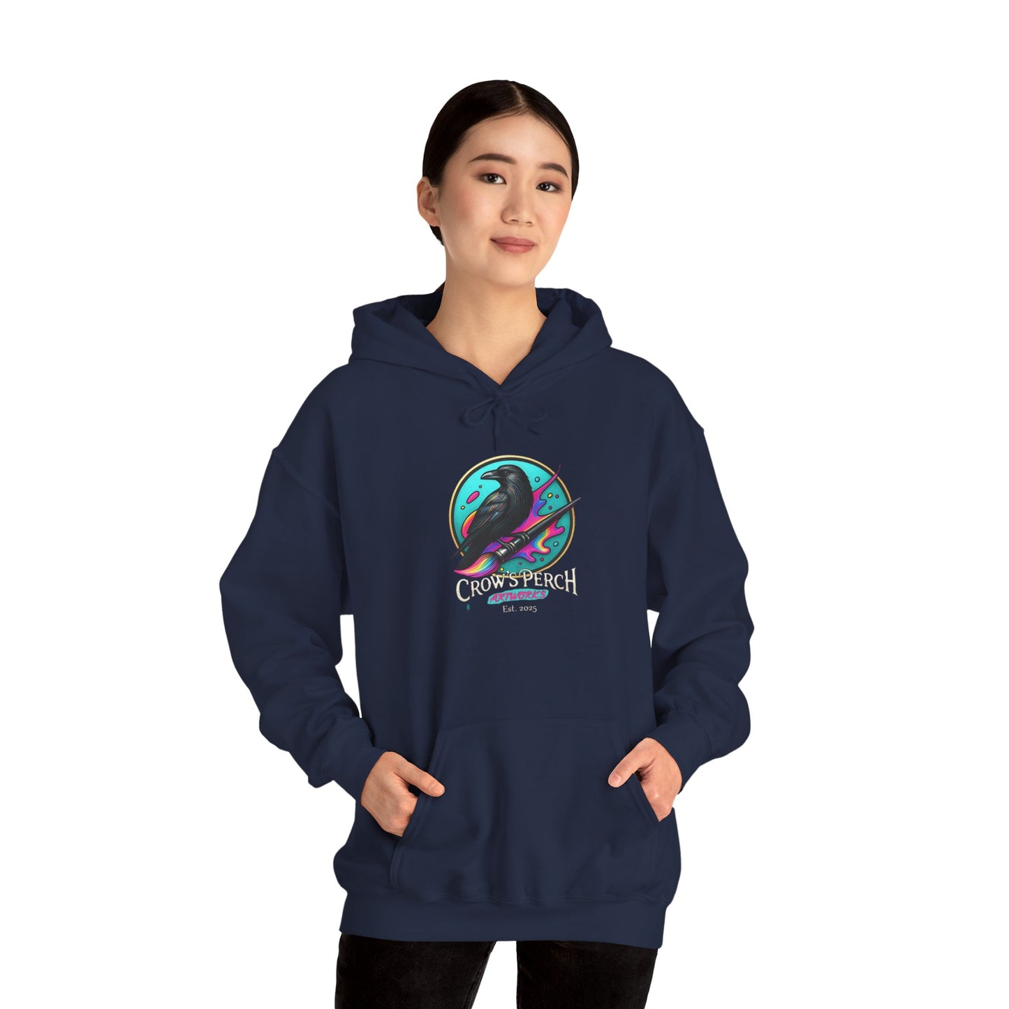 Crow's Perch Artworks Graphic Hoodie, Cozy Sweatshirt Gift, Stylish Layering Piece, Everyday Fashion Statement