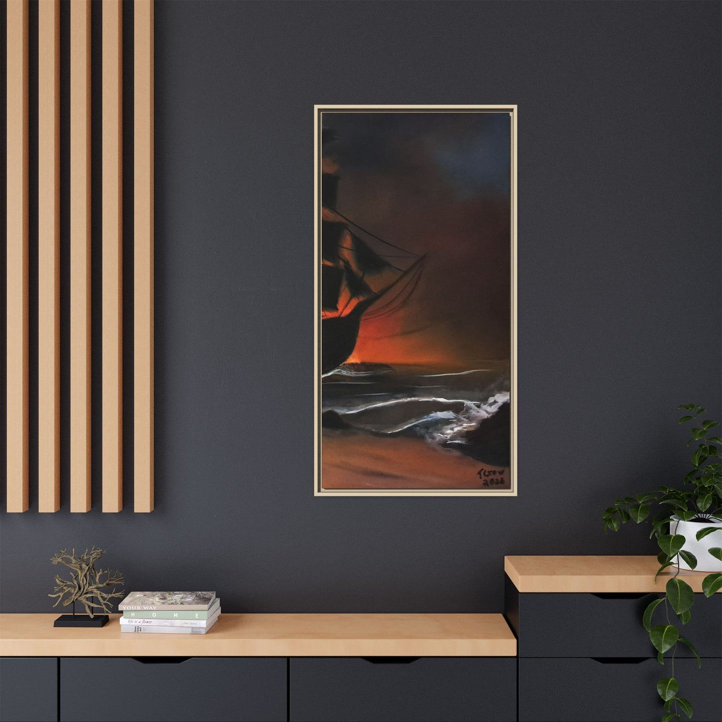 Pirate Ship Panel 3 - Framed Canvas Print Printify