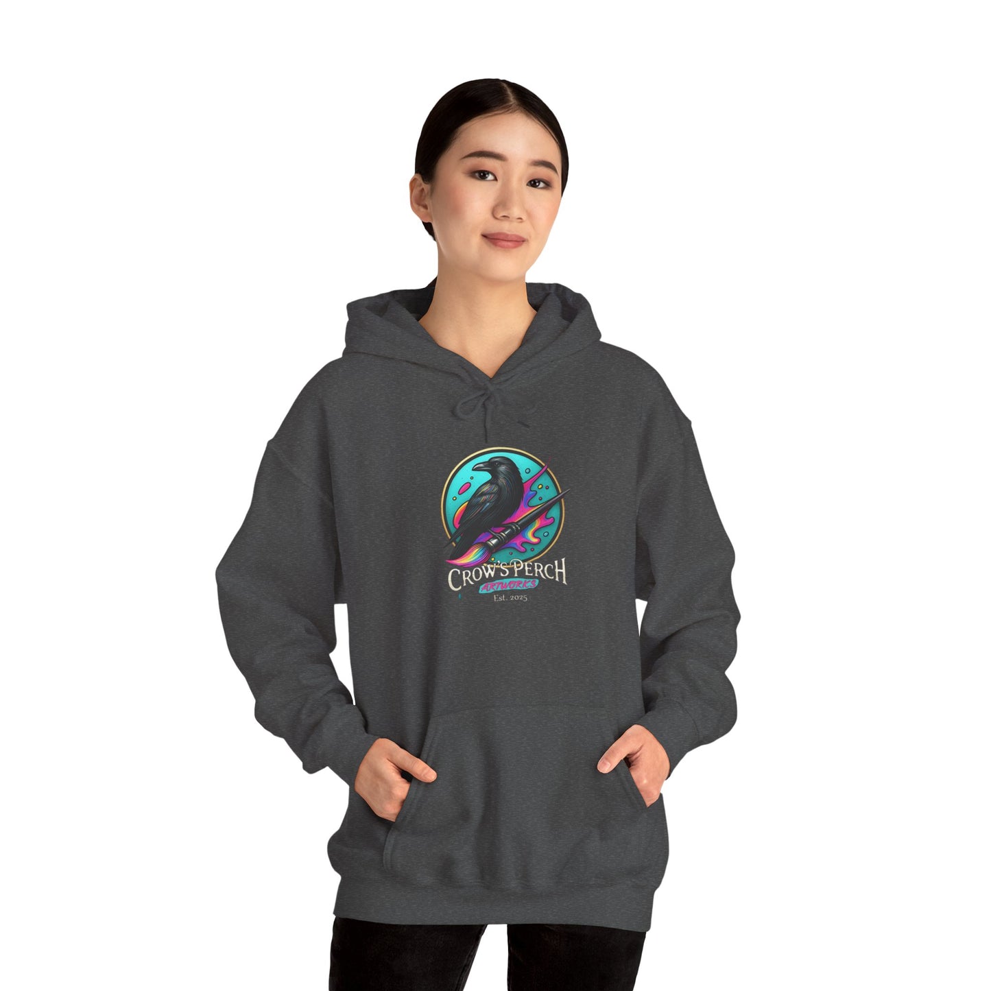 Crow's Perch Artworks Graphic Hoodie, Cozy Sweatshirt Gift, Stylish Layering Piece, Everyday Fashion Statement