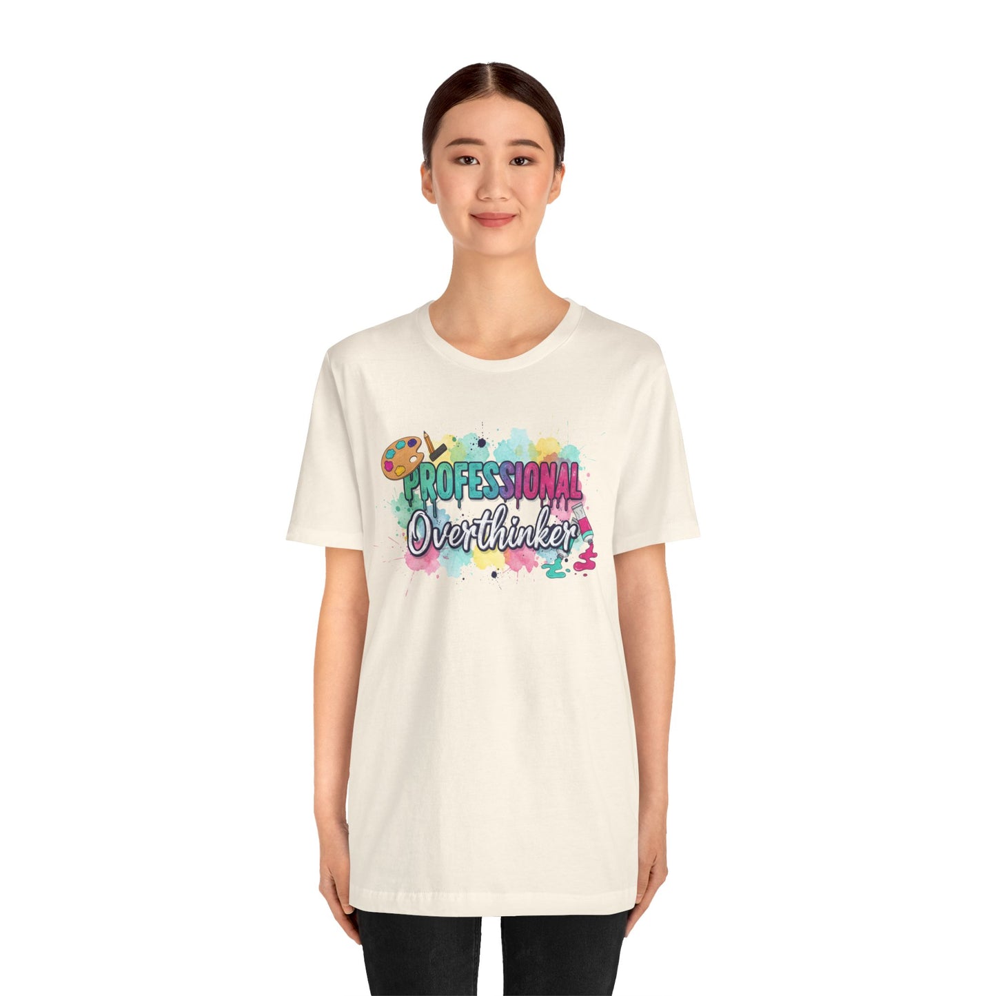 Professional Overthinker T-Shirt - Colorful Watercolor Graphic Tee Printify
