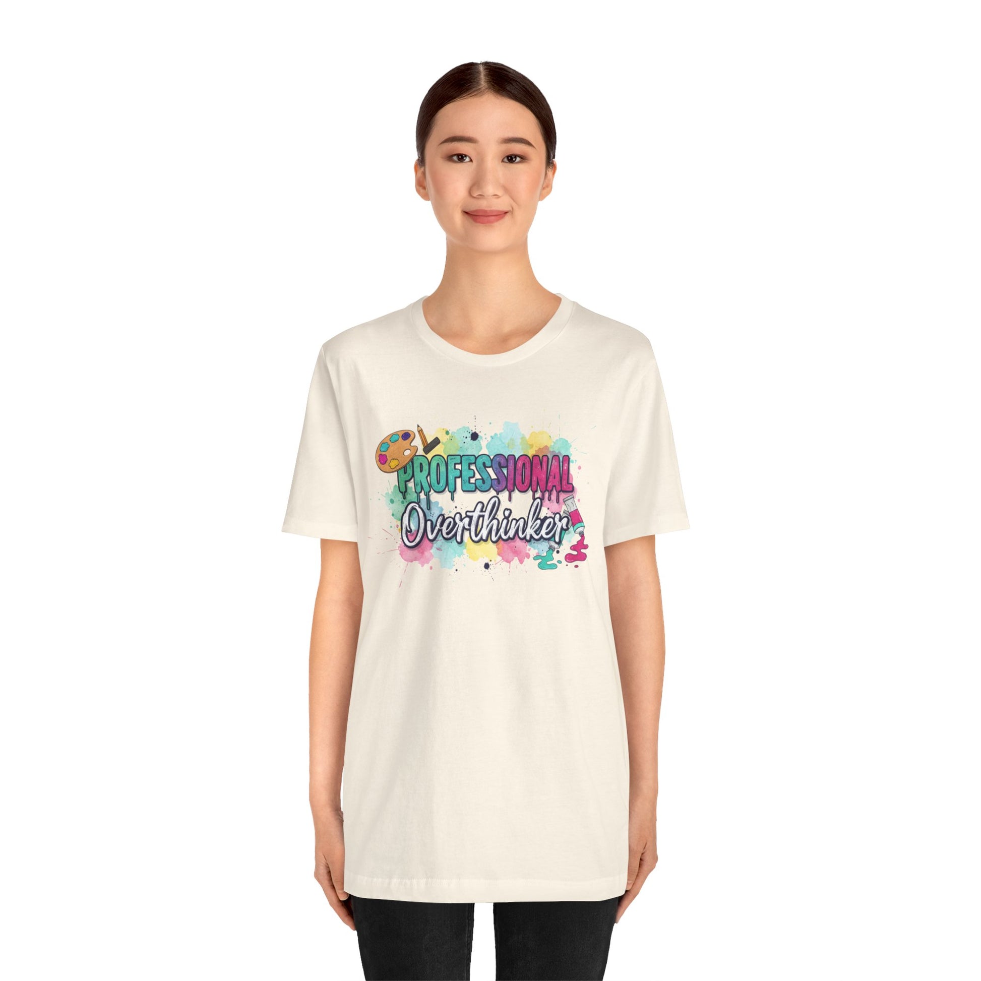 Professional Overthinker T-Shirt - Colorful Watercolor Graphic Tee Printify