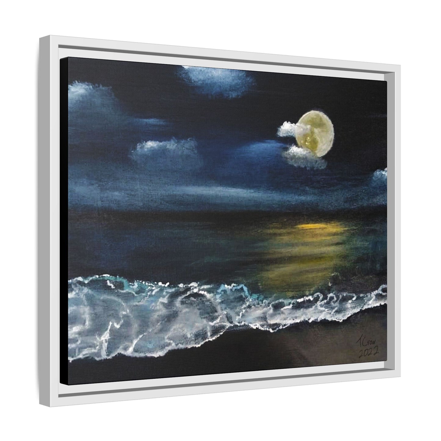 Moonlit Ocean - Framed Canvas Print