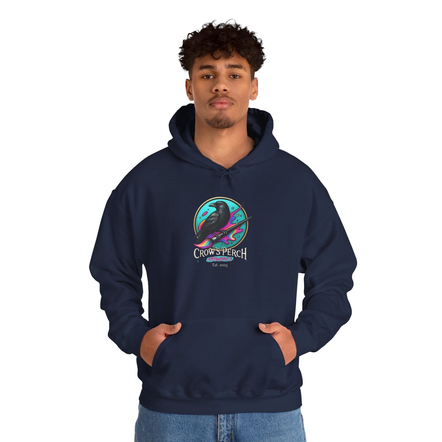 Crow's Perch Artworks Graphic Hoodie, Cozy Sweatshirt Gift, Stylish Layering Piece, Everyday Fashion Statement