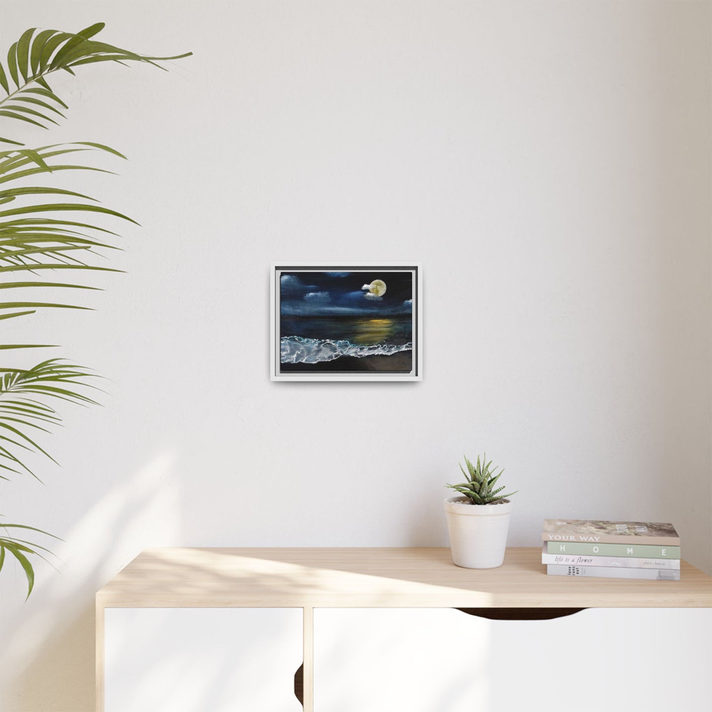 Moonlit Ocean - Framed Canvas Print
