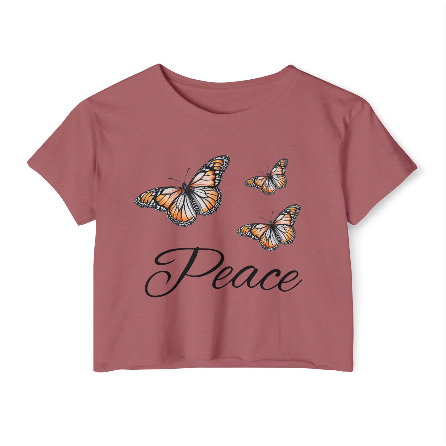 Butterfly Crop Top, Trendy Summer Wear, Bohemian Style, Peaceful Vibes, Music Festival Top, Casual Outfit