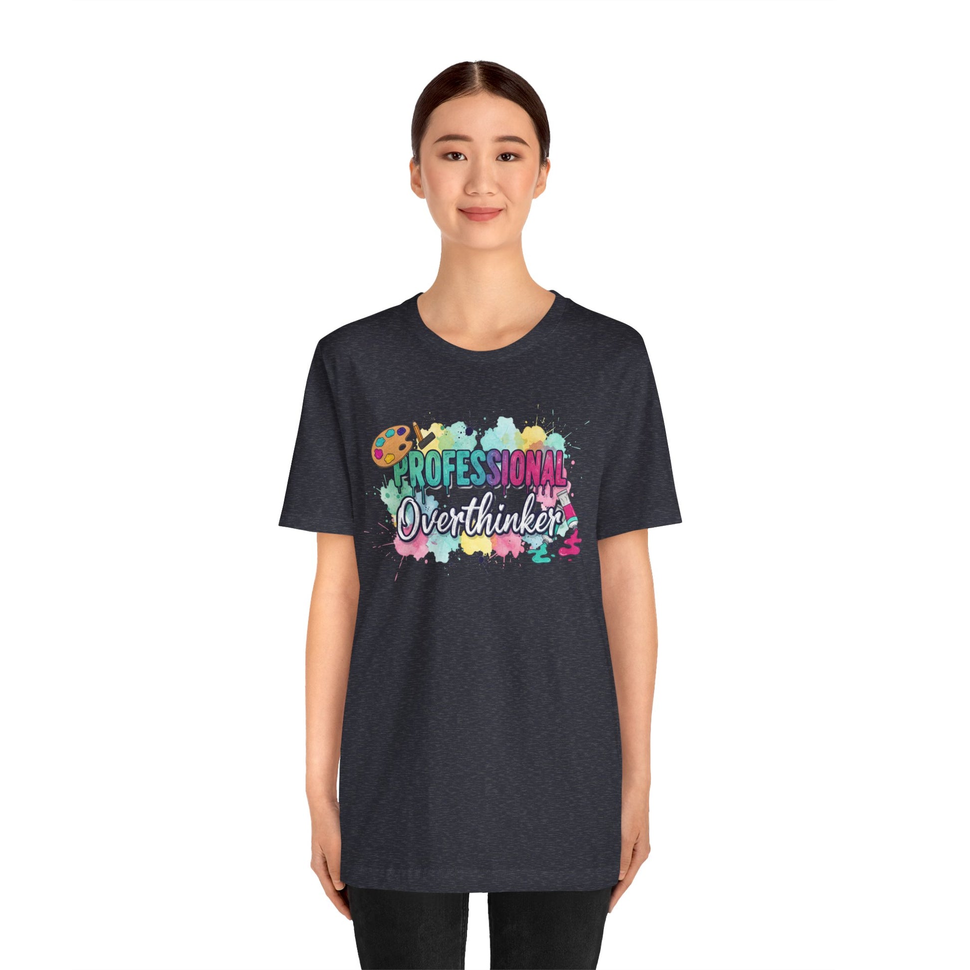Professional Overthinker T-Shirt - Colorful Watercolor Graphic Tee Printify