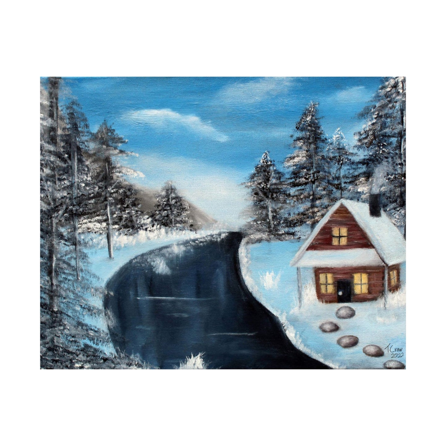 Cabin's Warm Glow - Matte Poster Print