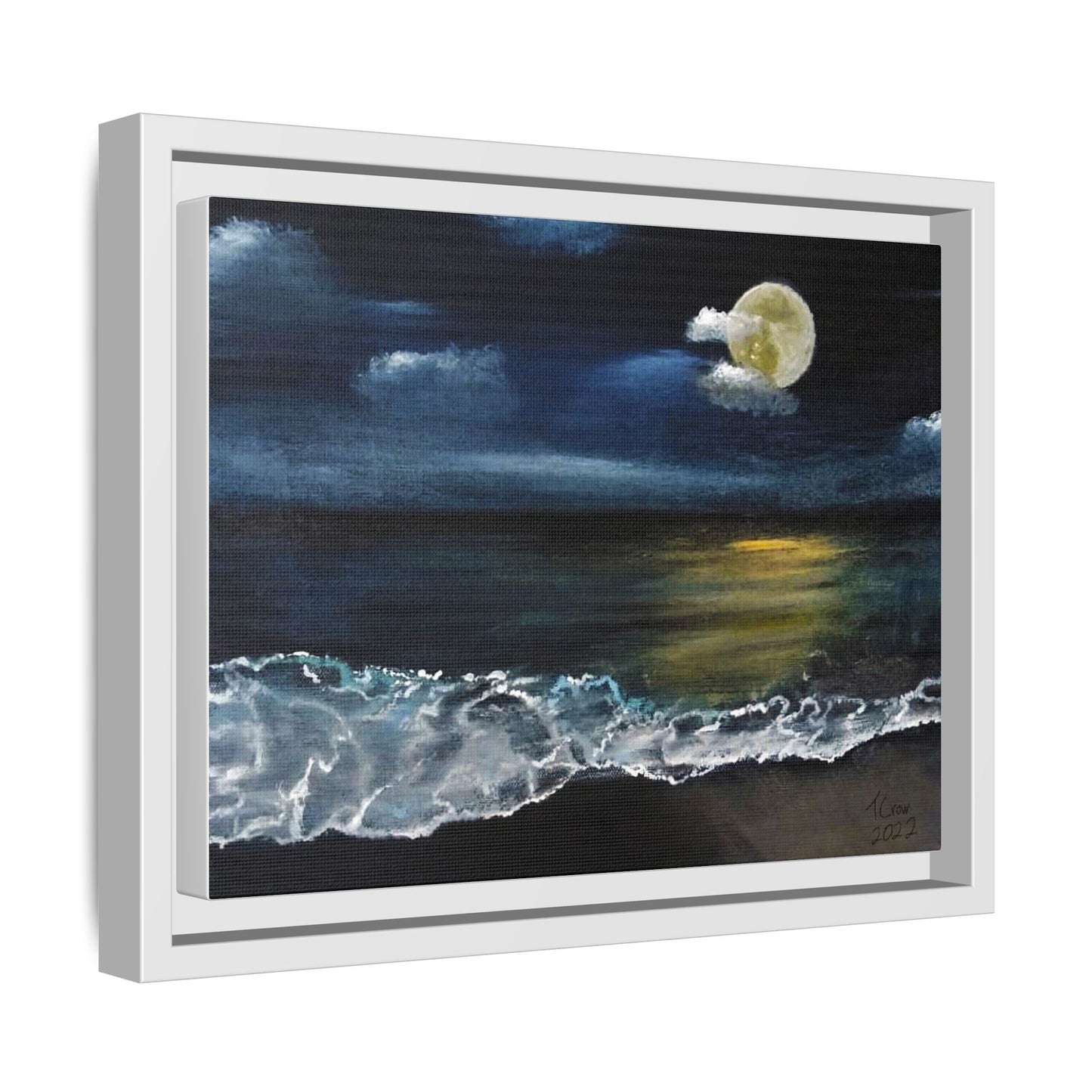 Serene Moonlit Ocean - Framed Art for Tranquil Home Décor