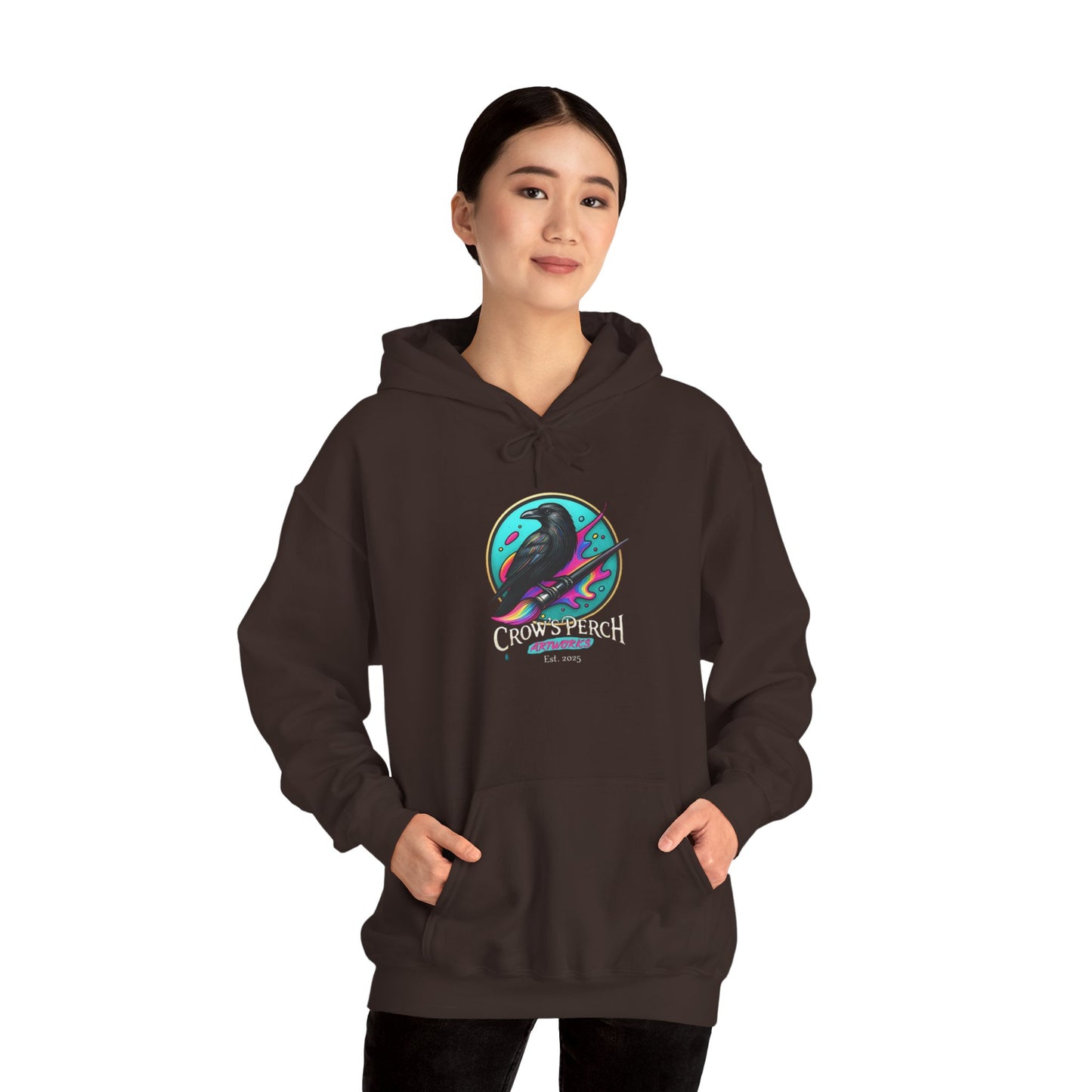 Crow's Perch Artworks Graphic Hoodie, Cozy Sweatshirt Gift, Stylish Layering Piece, Everyday Fashion Statement