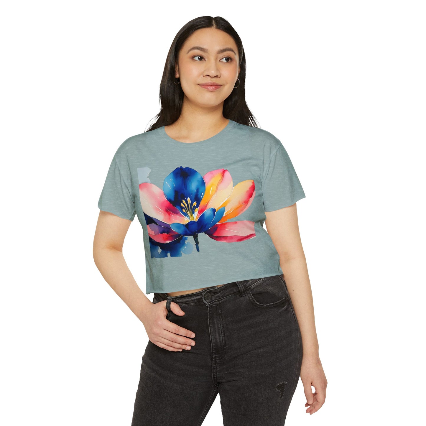 Women's Floral Festival Crop Top | Summer Top, Music Festival Outfit, Boho Chic Style, Vacation Wear, Beach Party Tee