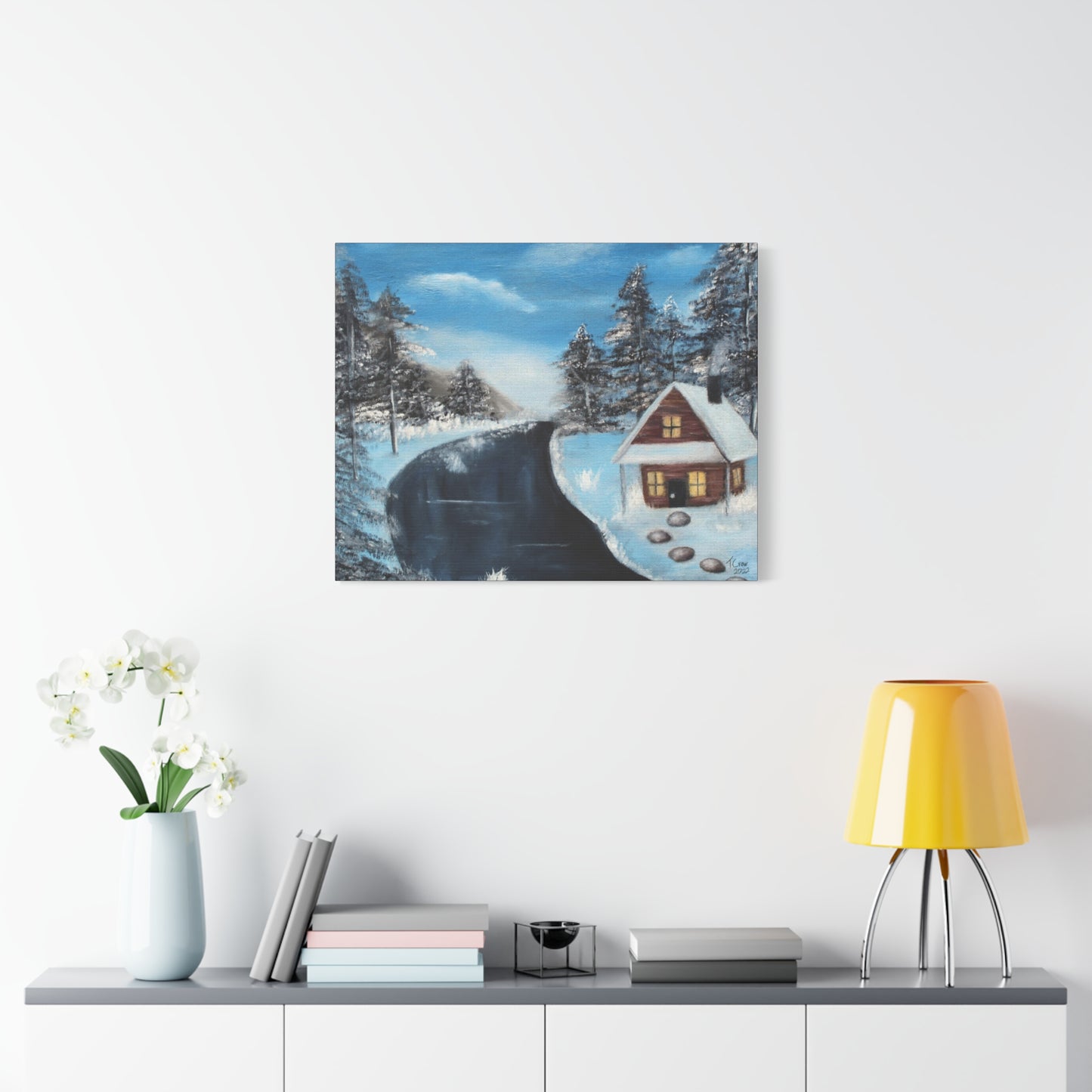 Cabin's Warm Glow - Canvas Print