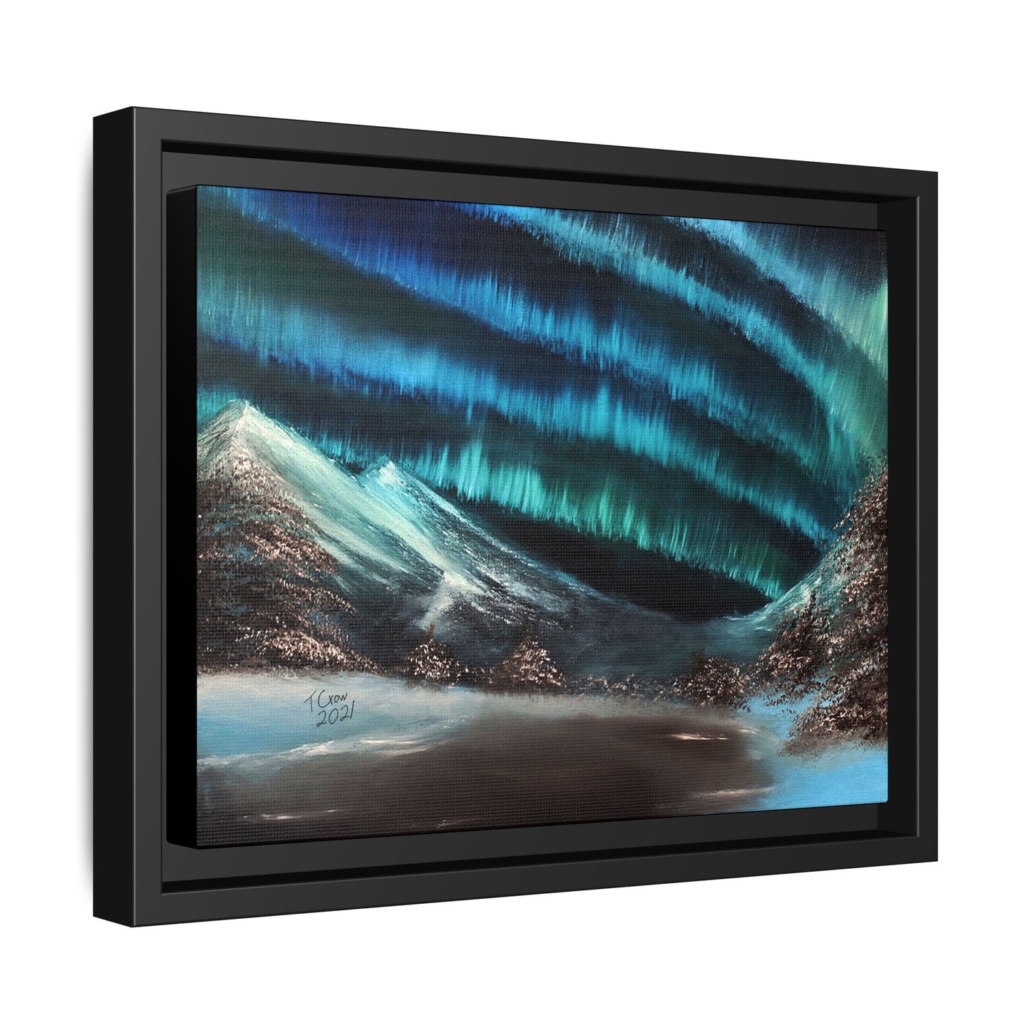 Frozen Sky's Glow - Framed Canvas Print
