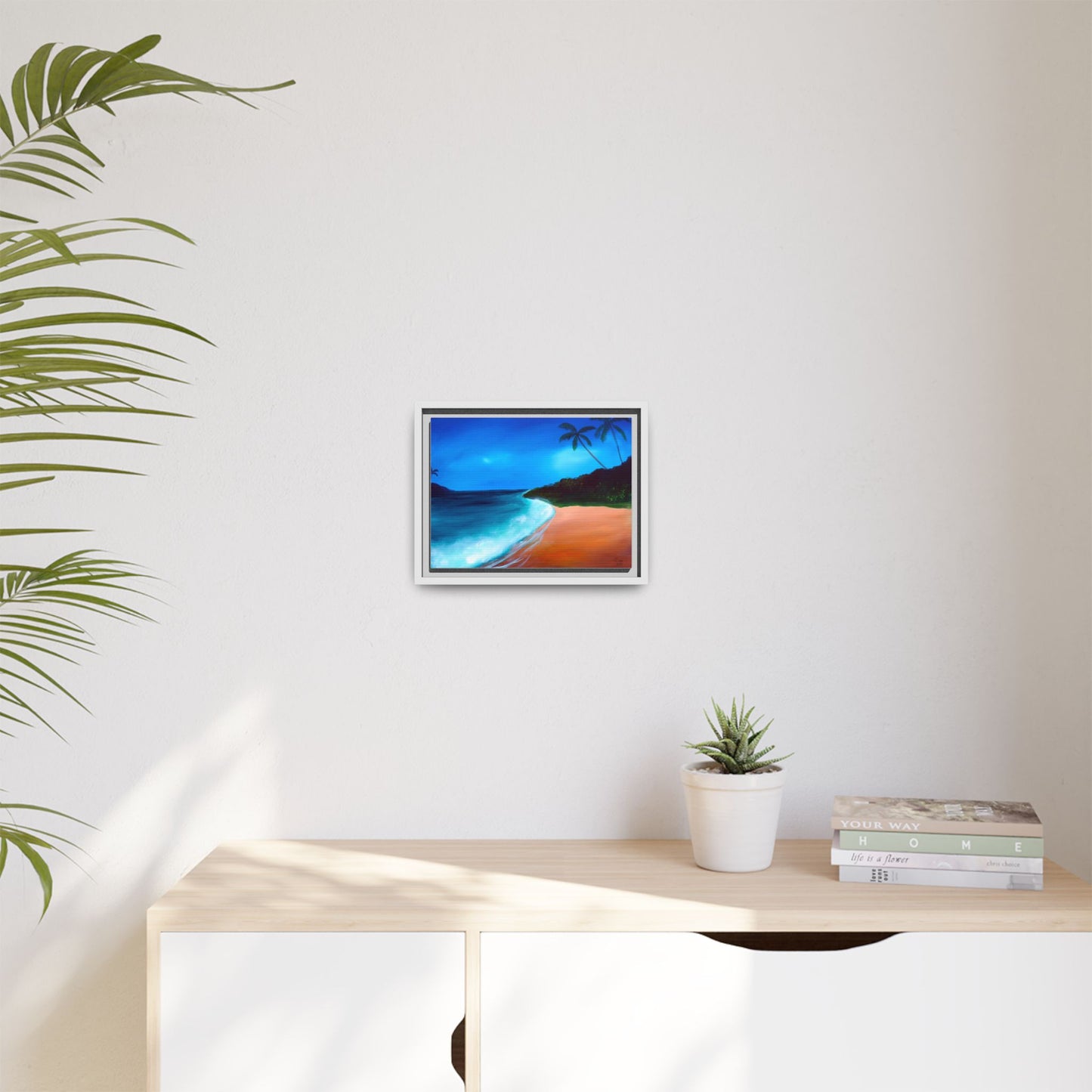 Tropical Beach Framed Canvas Art – Serene Coastal Decor for Home & Beach Lovers