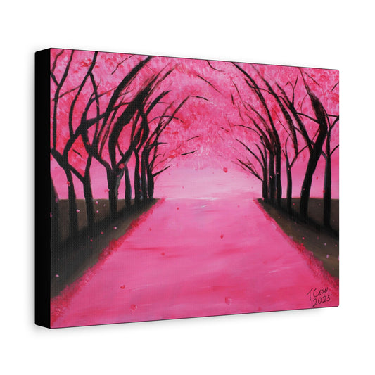 Cherry Blossom Pathway Canvas Art - Elegant Floral Wall Decor