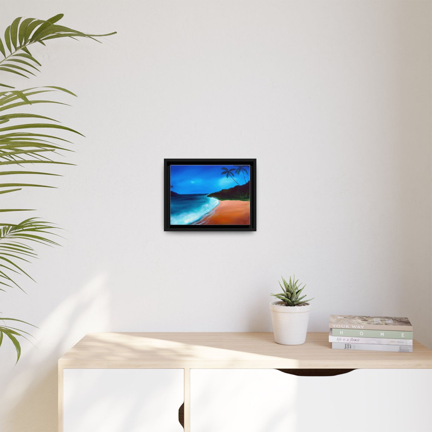 Tropical Beach Framed Canvas Art – Serene Coastal Decor for Home & Beach Lovers