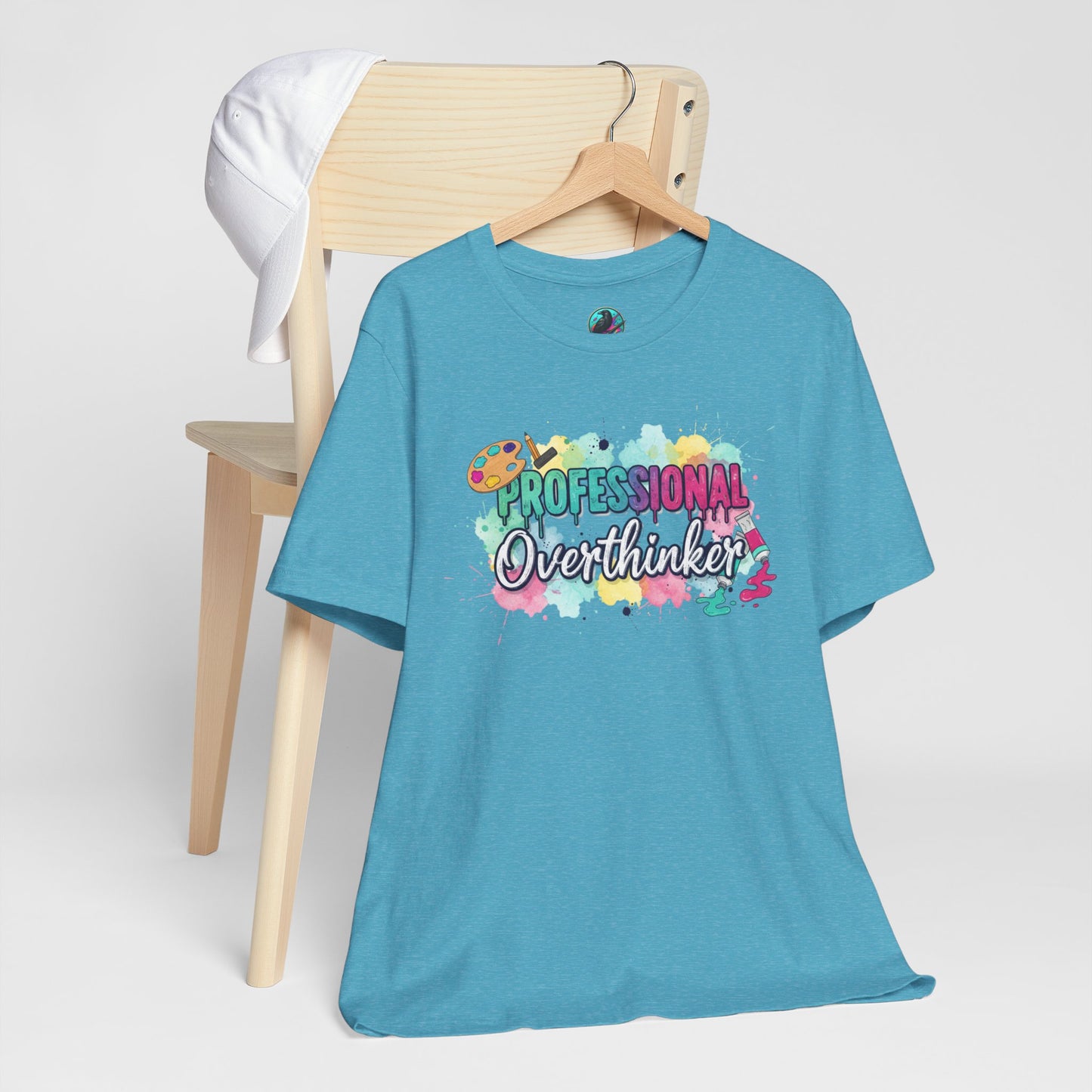 Professional Overthinker T-Shirt - Colorful Watercolor Graphic Tee Printify