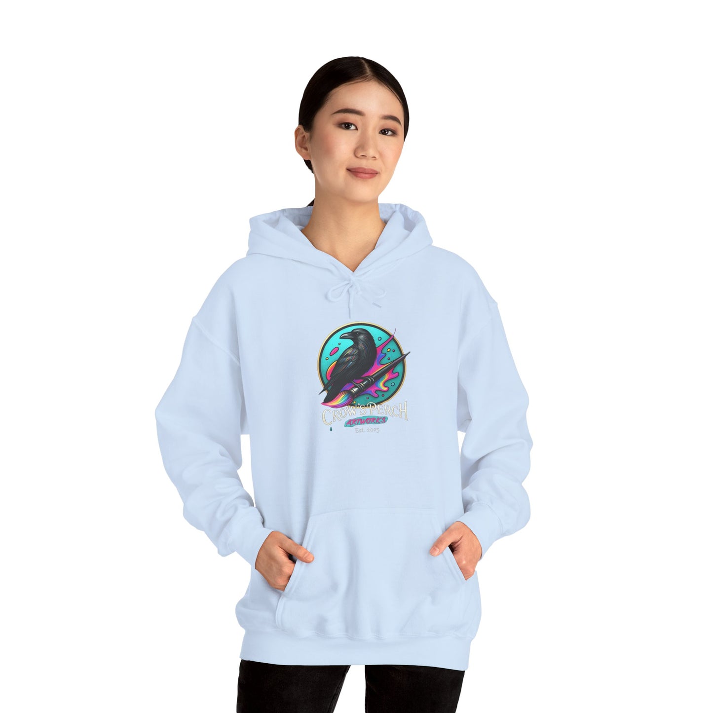 Crow's Perch Artworks Graphic Hoodie, Cozy Sweatshirt Gift, Stylish Layering Piece, Everyday Fashion Statement