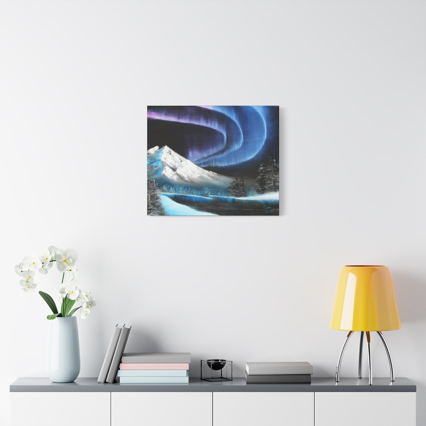 Aurora Borealis Canvas Art | Mountain Landscape Wall Decor