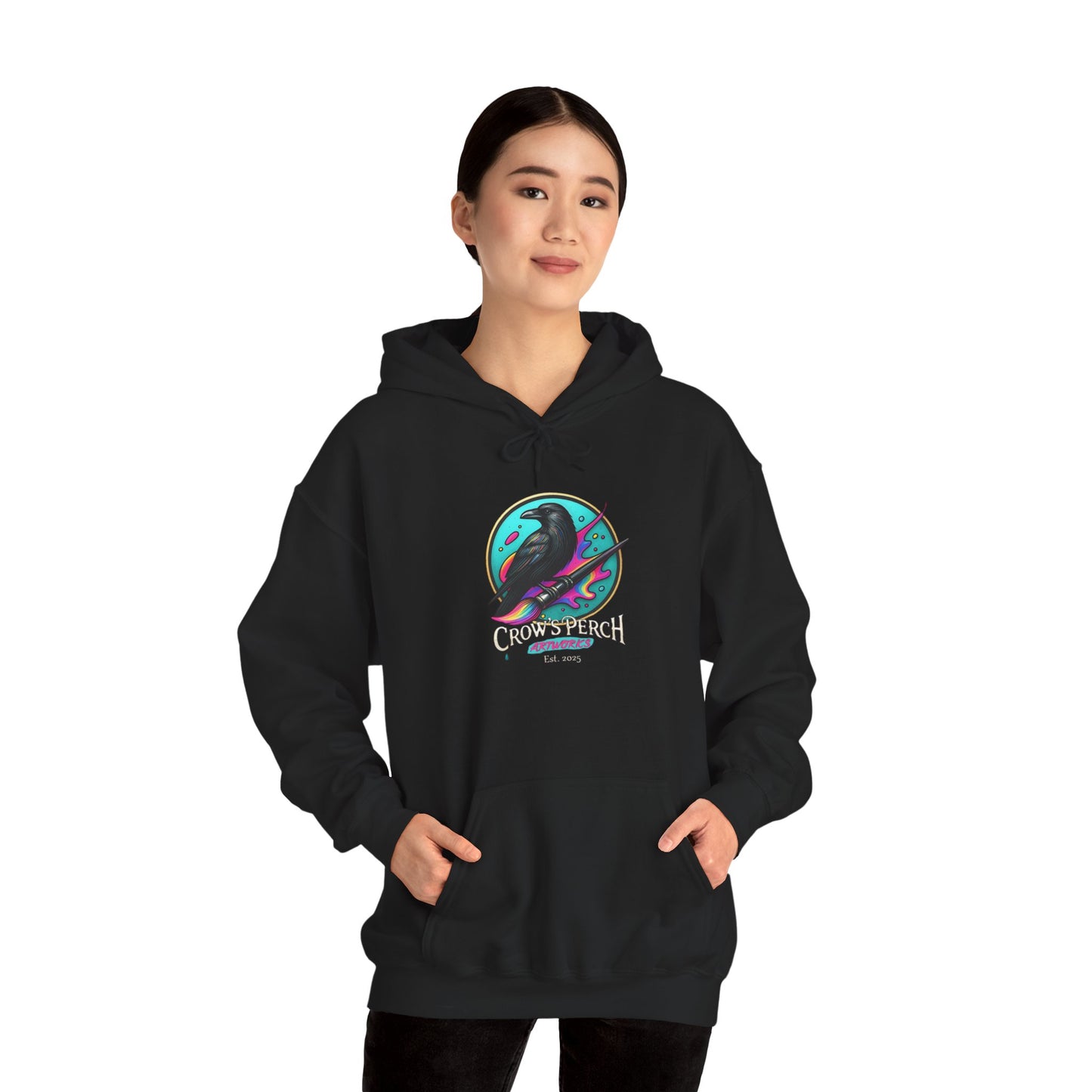Crow's Perch Artworks Graphic Hoodie, Cozy Sweatshirt Gift, Stylish Layering Piece, Everyday Fashion Statement