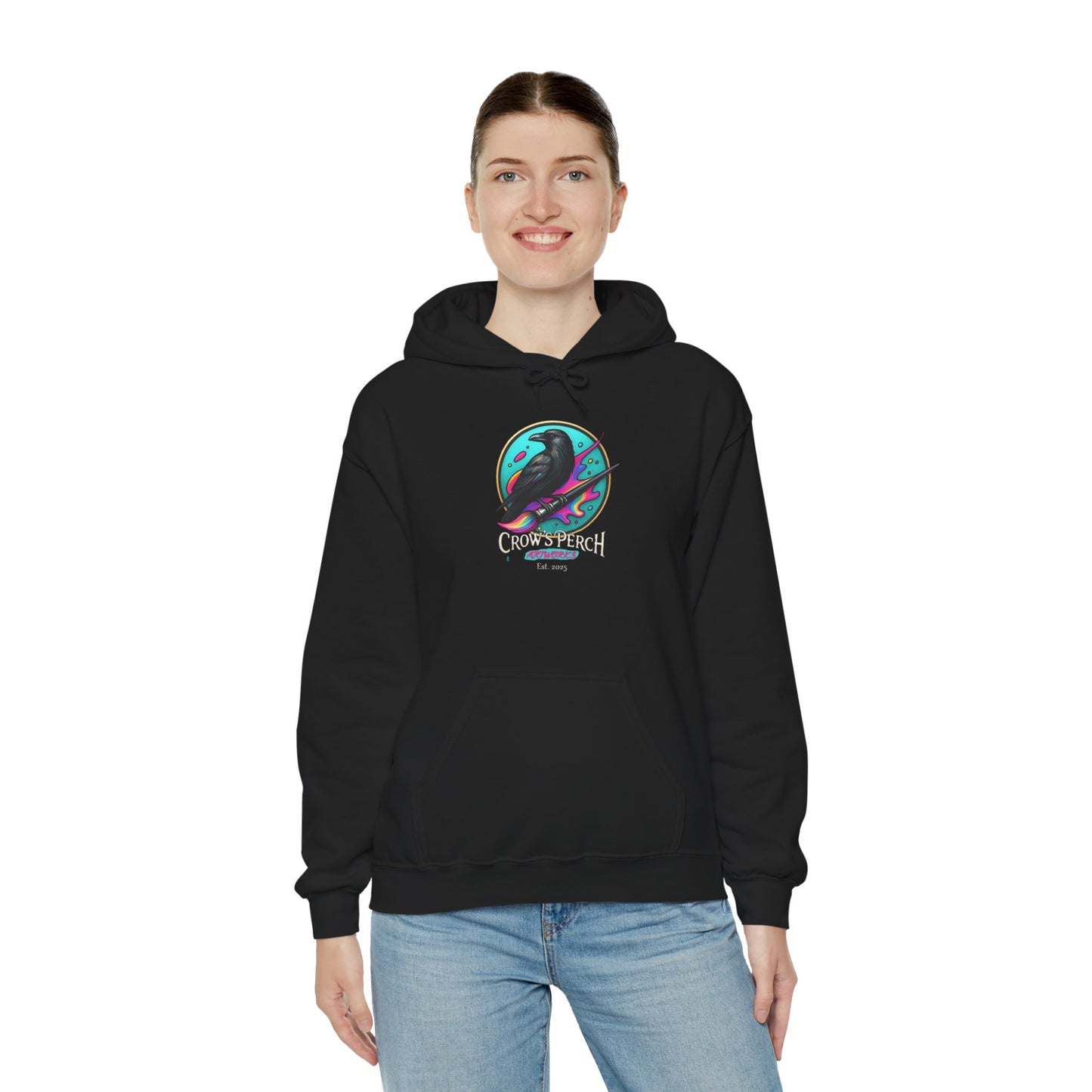 Crow's Perch Artworks Graphic Hoodie, Cozy Sweatshirt Gift, Stylish Layering Piece, Everyday Fashion Statement