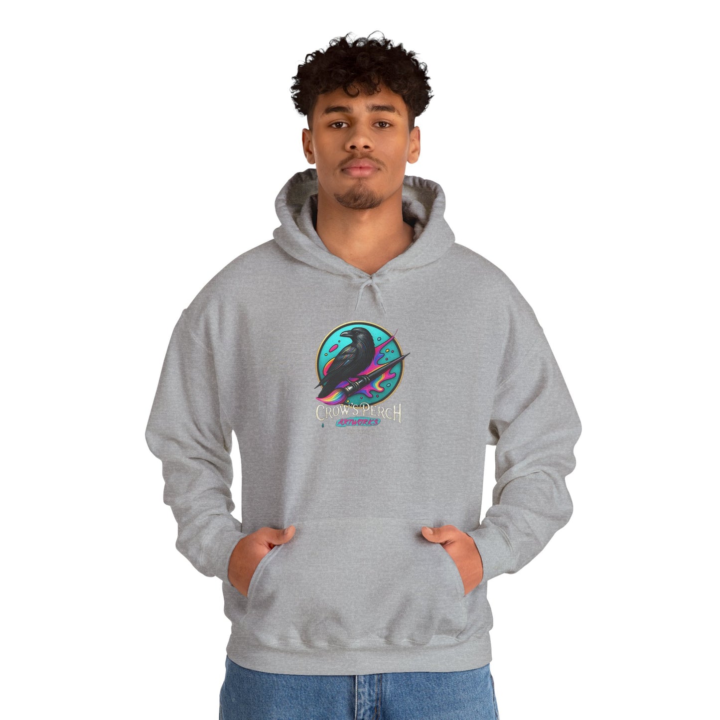 Crow's Perch Artworks Graphic Hoodie, Cozy Sweatshirt Gift, Stylish Layering Piece, Everyday Fashion Statement