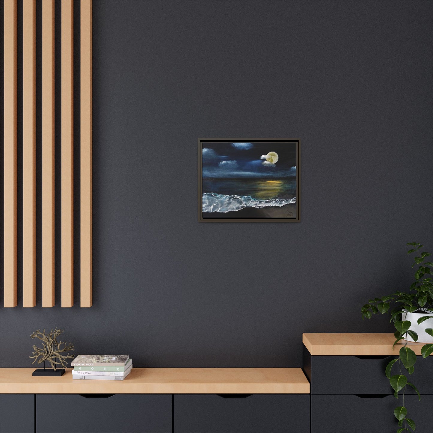 Moonlit Ocean - Framed Canvas Print