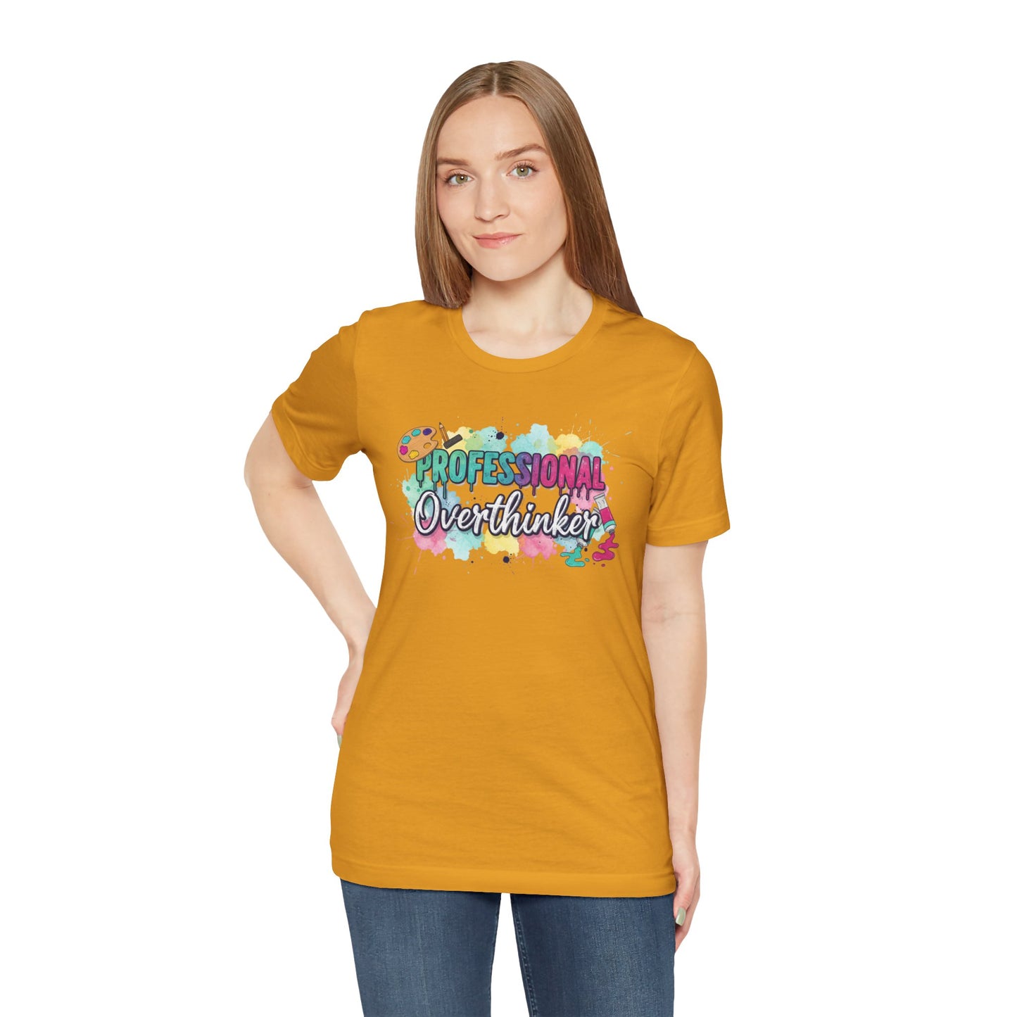 Professional Overthinker T-Shirt - Colorful Watercolor Graphic Tee Printify