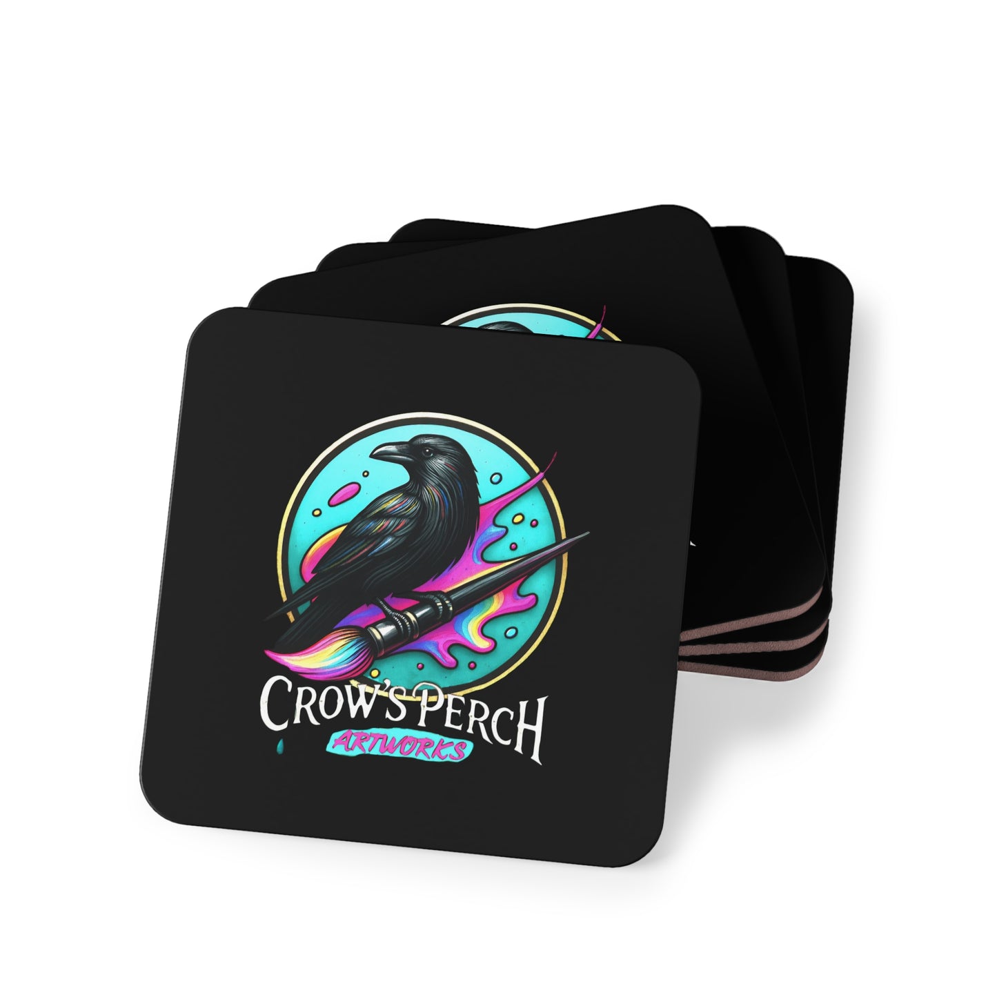 Crow's Perch Artworks Coasters, Home Bar Decor, Unique Gift, Rustic Table Accessories, Party Coasters Printify